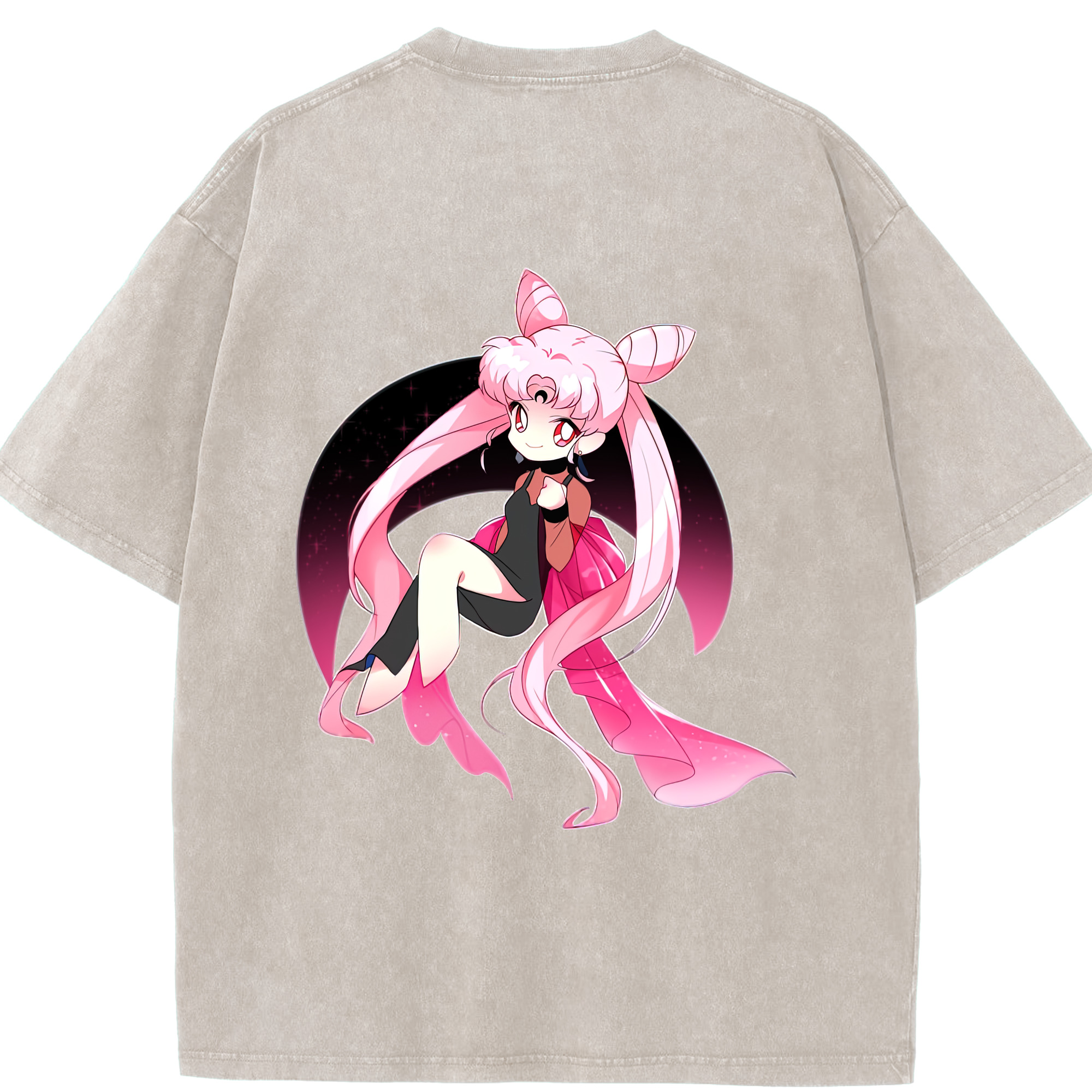 （画像用） 美少女戦士セーラームーン ちびうさ Sailor Moon Chibiusa Tsukino Usagi Small Lady Serenity 綿100% ヴィンテージ風 半袖Tシャツ（背面プリント）