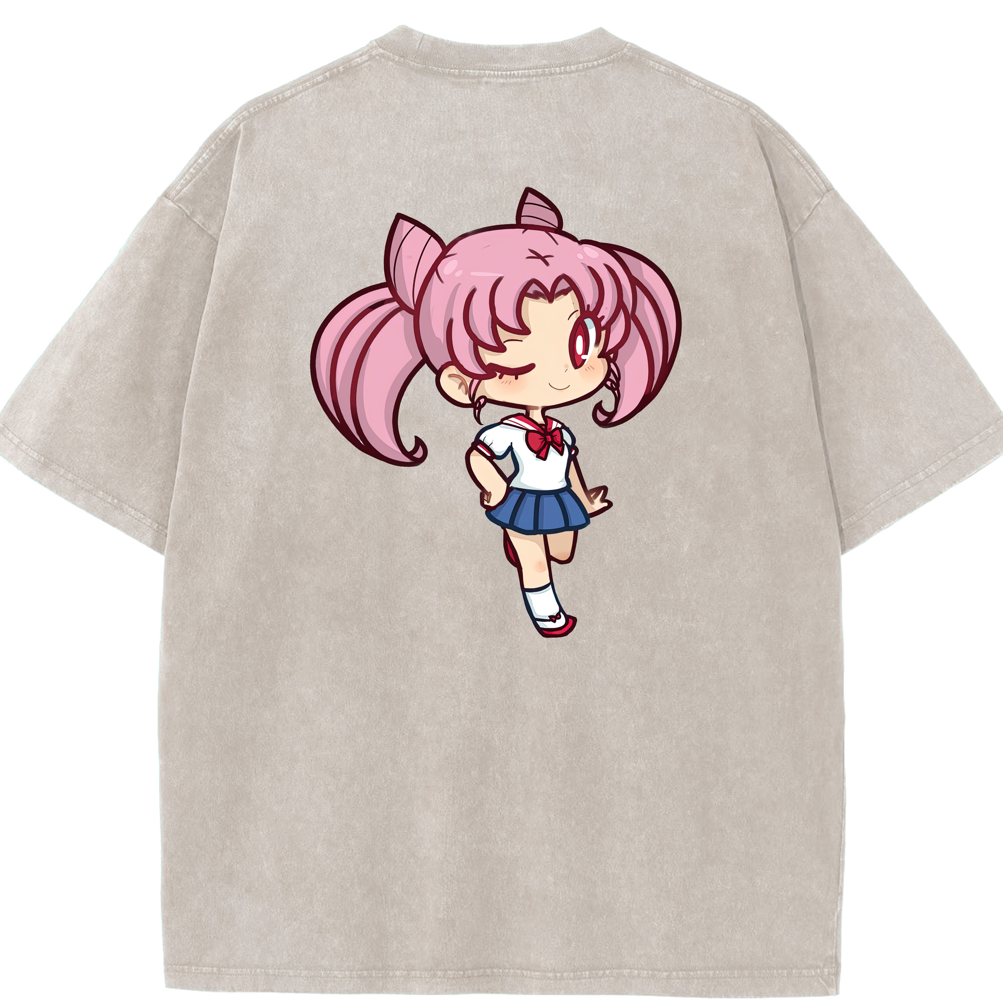 （画像用） 美少女戦士セーラームーン ちびうさ Sailor Moon Chibiusa Tsukino Usagi Small Lady Serenity 綿100% ヴィンテージ風 半袖Tシャツ（背面プリント）