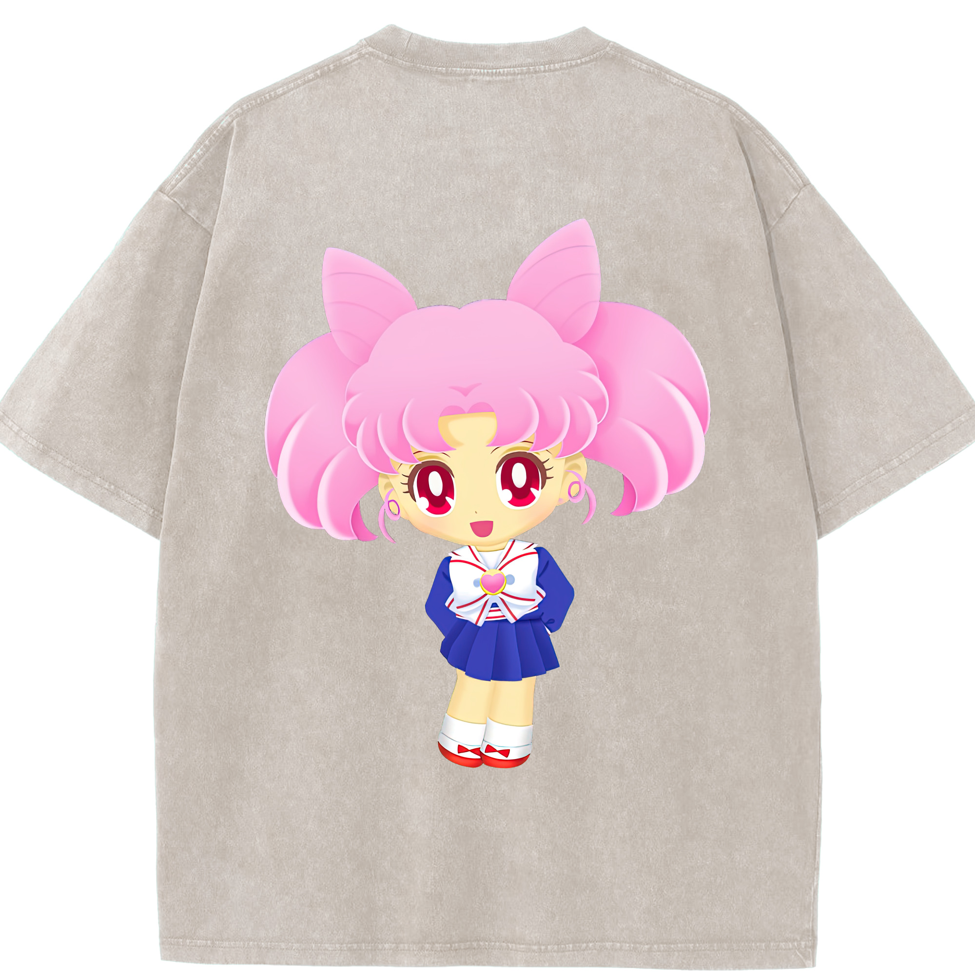 （画像用） 美少女戦士セーラームーン ちびうさ Sailor Moon Chibiusa Tsukino Usagi Small Lady Serenity 綿100% ヴィンテージ風 半袖Tシャツ（背面プリント）