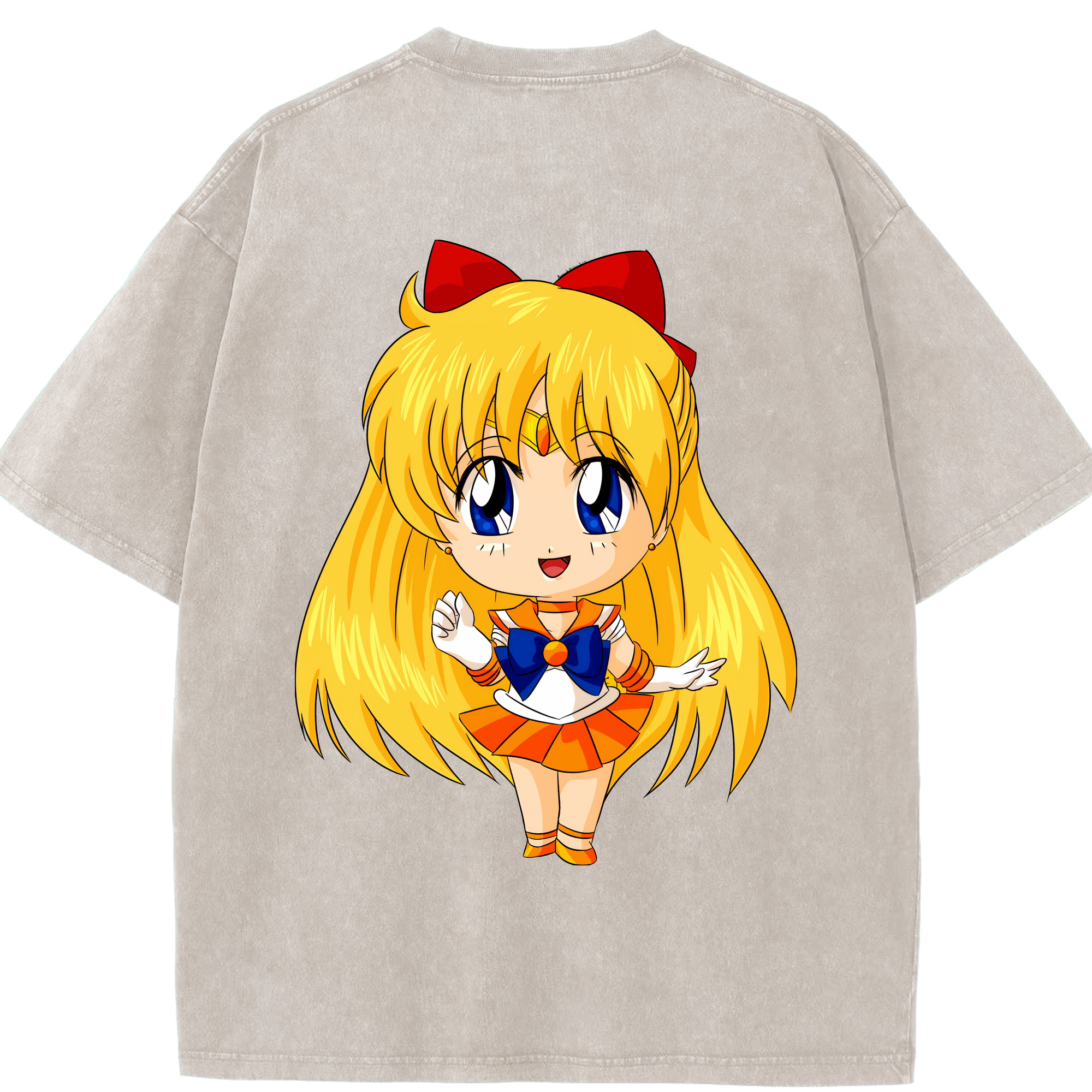 （画像用） 美少女戦士セーラームーン 愛野 美奈子 あいの みなこ Sailor Moon Aino Minako 綿100% ヴィンテージ風 半袖Tシャツ（背面プリント）