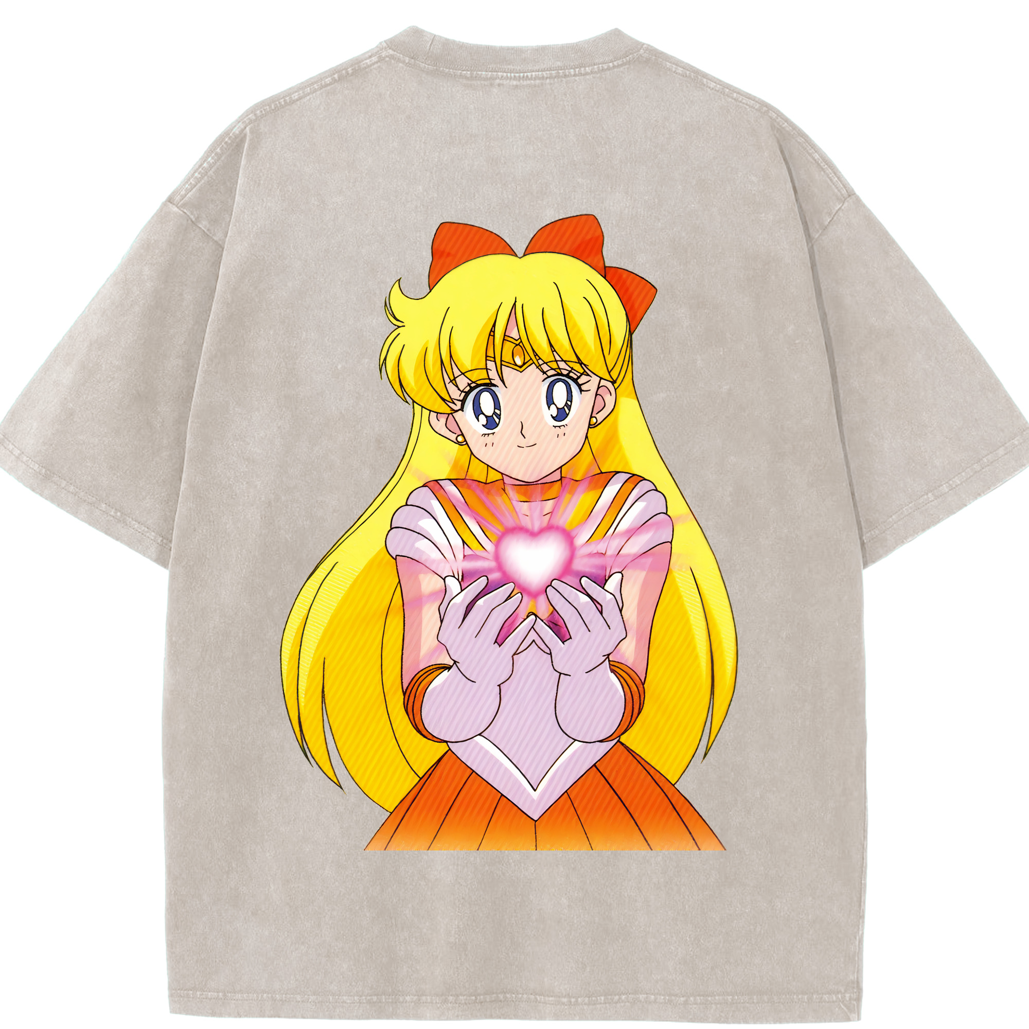 （画像用） 美少女戦士セーラームーン 愛野 美奈子 あいの みなこ Sailor Moon Aino Minako 綿100% ヴィンテージ風 半袖Tシャツ（背面プリント）