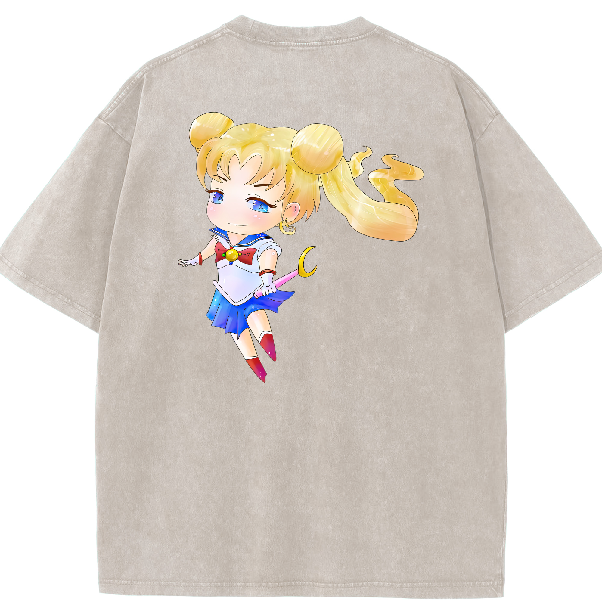 （画像用） 美少女戦士セーラームーン 愛野 美奈子 あいの みなこ Sailor Moon Aino Minako 綿100% ヴィンテージ風 半袖Tシャツ（背面プリント）