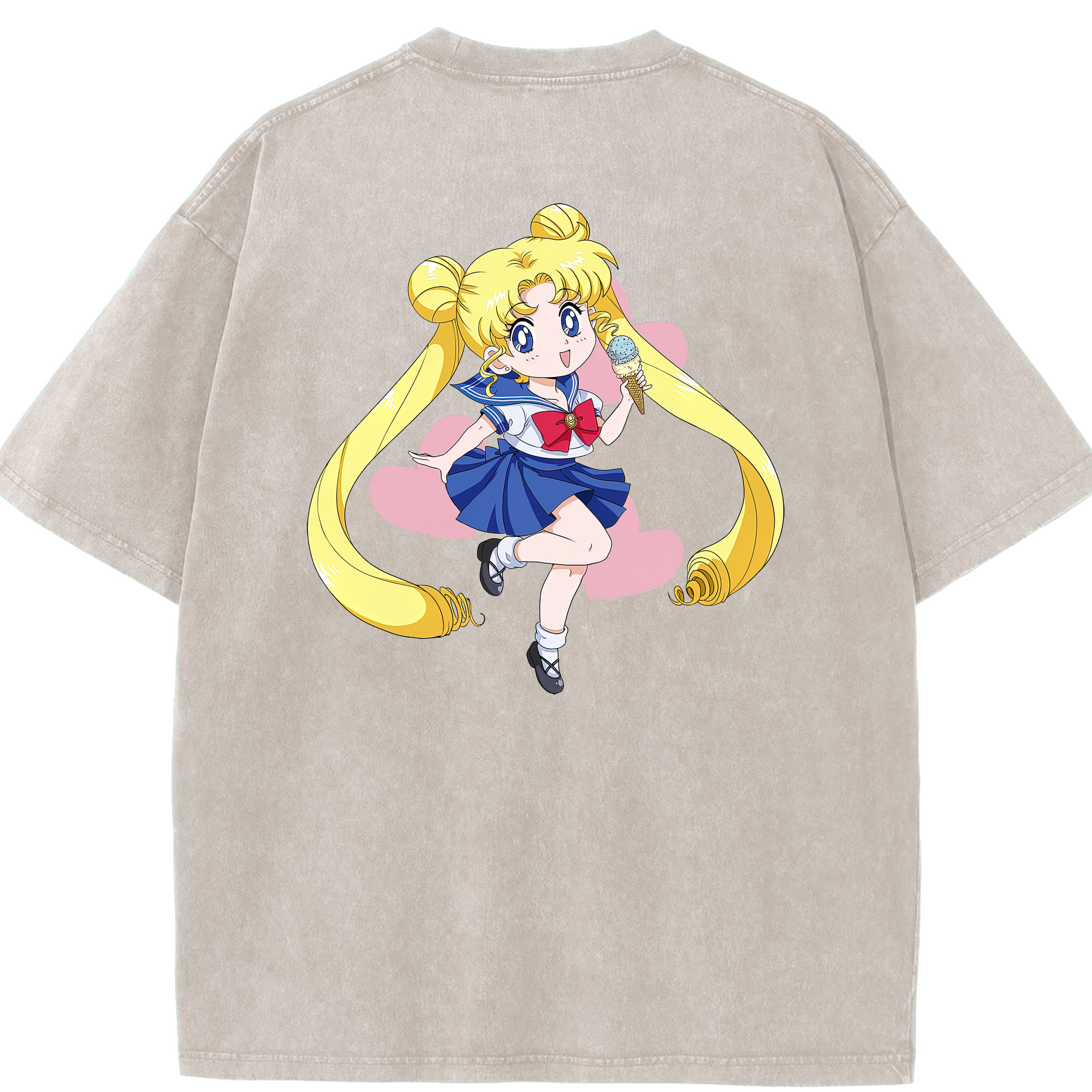 （画像用） 美少女戦士セーラームーン 愛野 美奈子 あいの みなこ Sailor Moon Aino Minako 綿100% ヴィンテージ風 半袖Tシャツ（背面プリント）