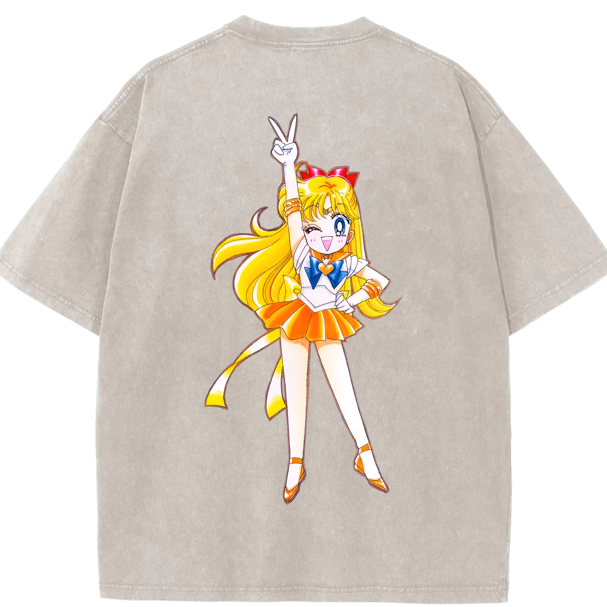 （画像用） 美少女戦士セーラームーン 愛野 美奈子 あいの みなこ Sailor Moon Aino Minako 綿100% ヴィンテージ風 半袖Tシャツ（背面プリント）