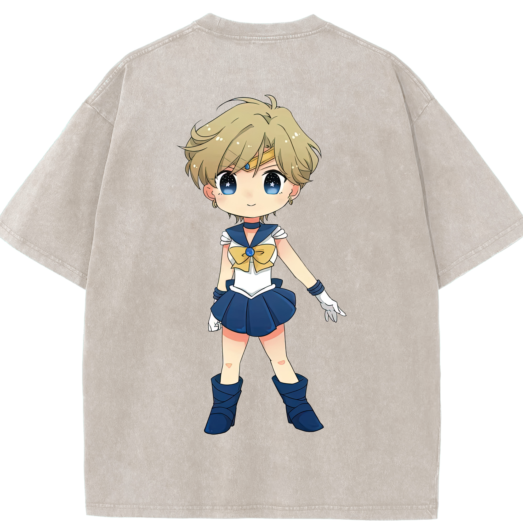 （画像用） 美少女戦士セーラームーン 天王はるか Sailor Moon Tenoh Haruka 綿100% ヴィンテージ風 半袖Tシャツ（背面プリント）