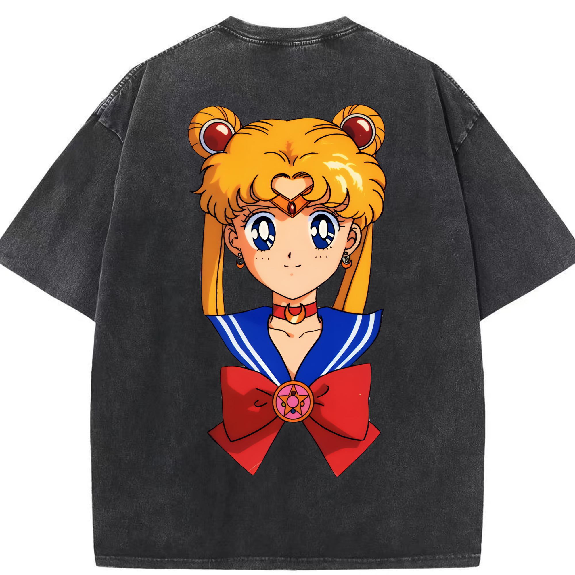 （画像用） 美少女戦士セーラームーン 月野 うさぎ つきの うさぎ Sailor Moon Tsukino Usagi 綿100% ヴィンテージ風 半袖Tシャツ（背面プリント）