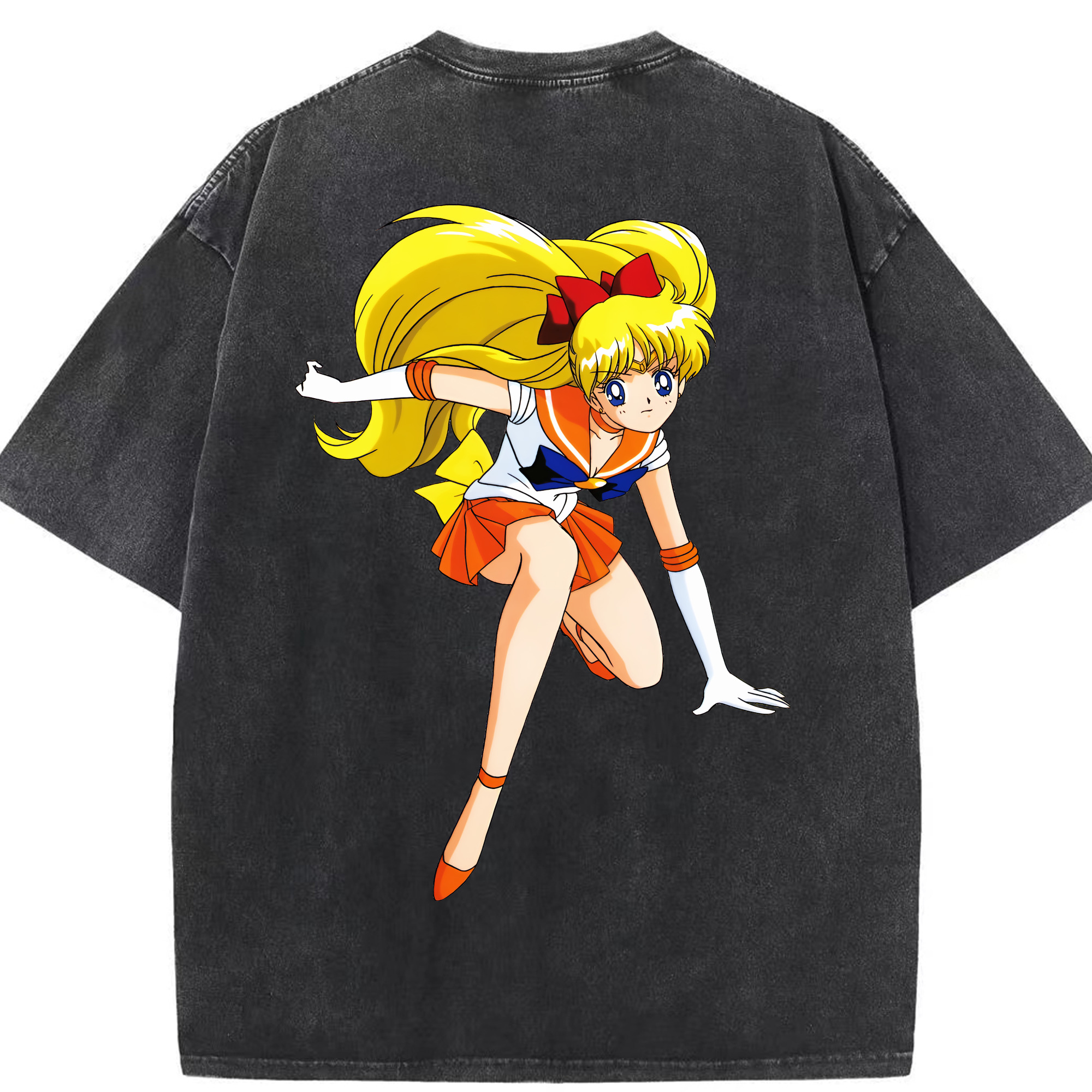 （画像用） 美少女戦士セーラームーン 愛野 美奈子 あいの みなこ Sailor Moon Aino Minako 綿100% ヴィンテージ風 半袖Tシャツ（背面プリント）