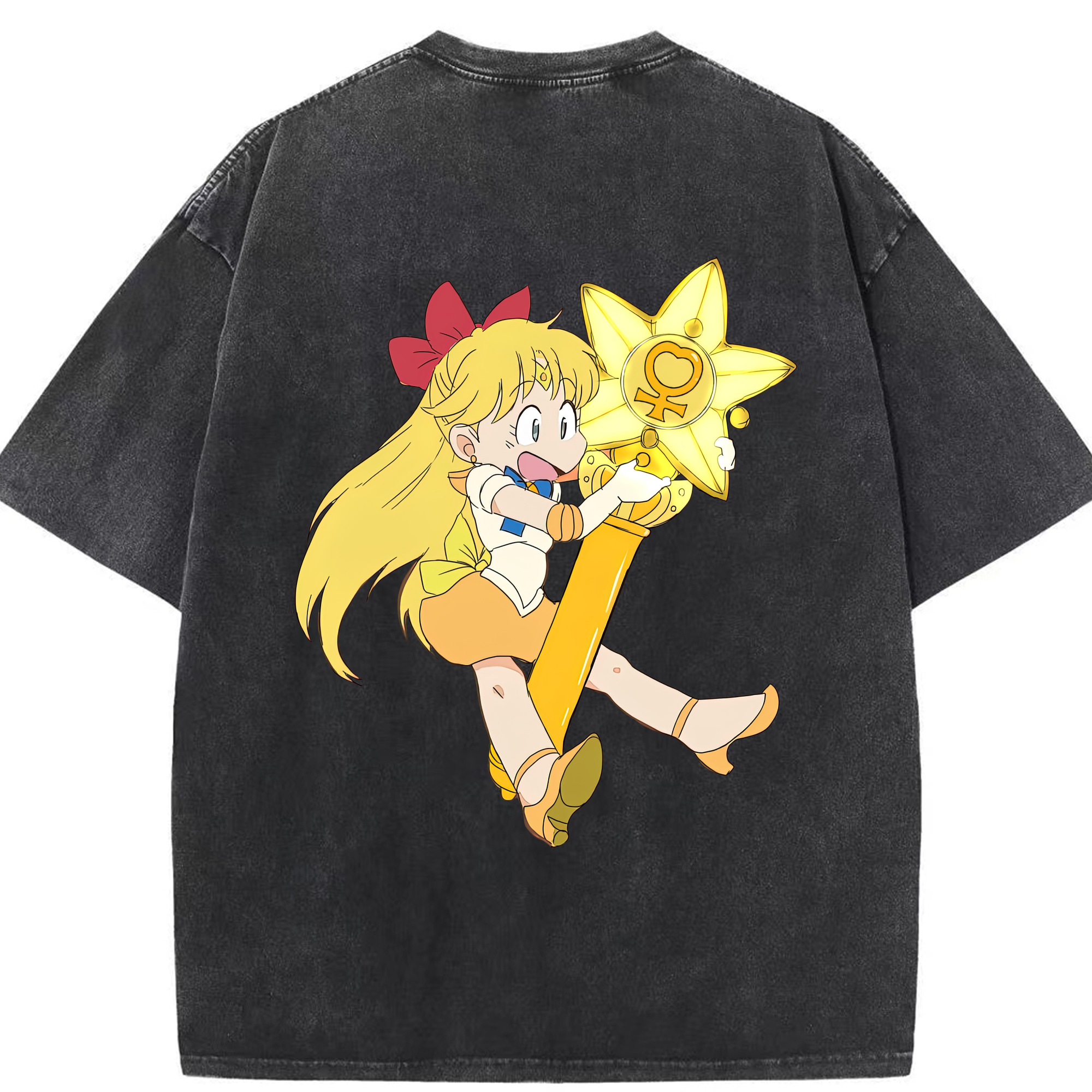 （画像用） 美少女戦士セーラームーン 愛野 美奈子 あいの みなこ Sailor Moon Aino Minako 綿100% ヴィンテージ風 半袖Tシャツ（背面プリント）