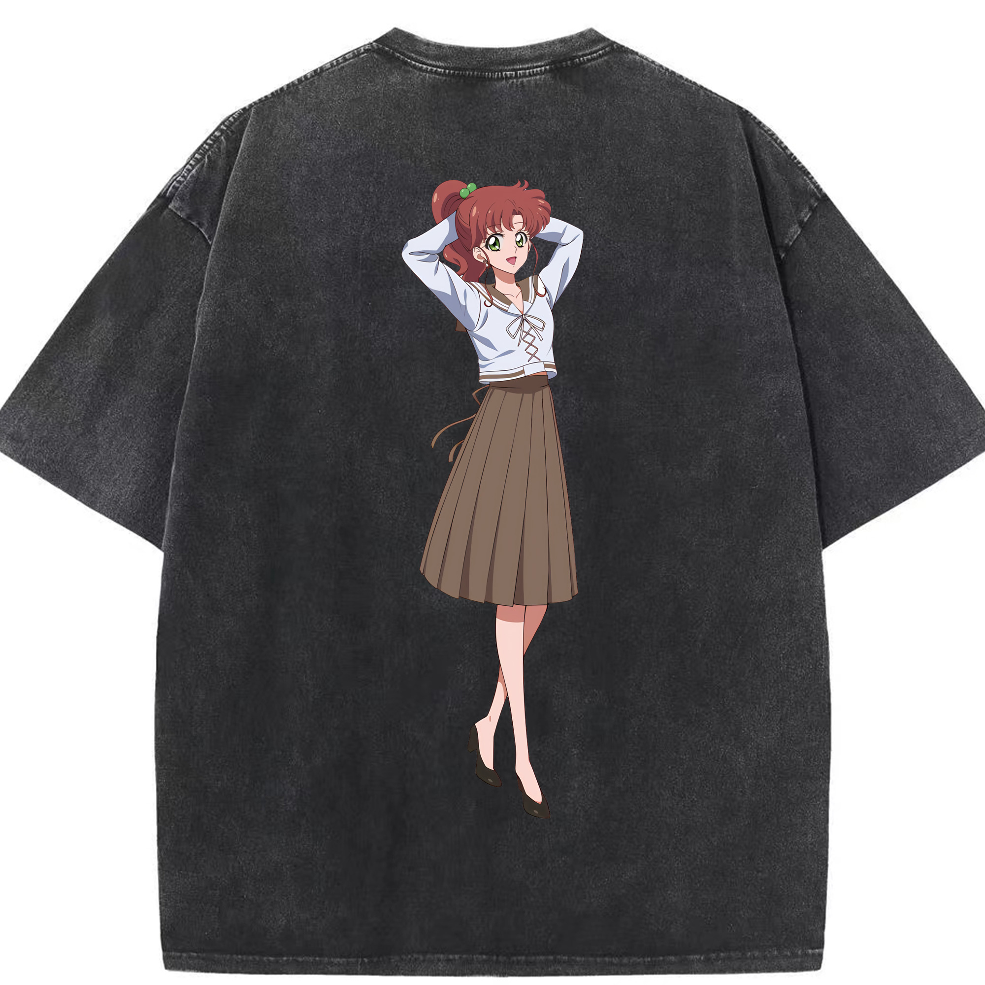 （画像用） 美少女戦士セーラームーン 木野 まこと きの まこと Sailor Moon Kino Makoto （セーラージュピター；Sailor Jupiter） 綿100% ヴィンテージ風 半袖Tシャツ（背面プリント）