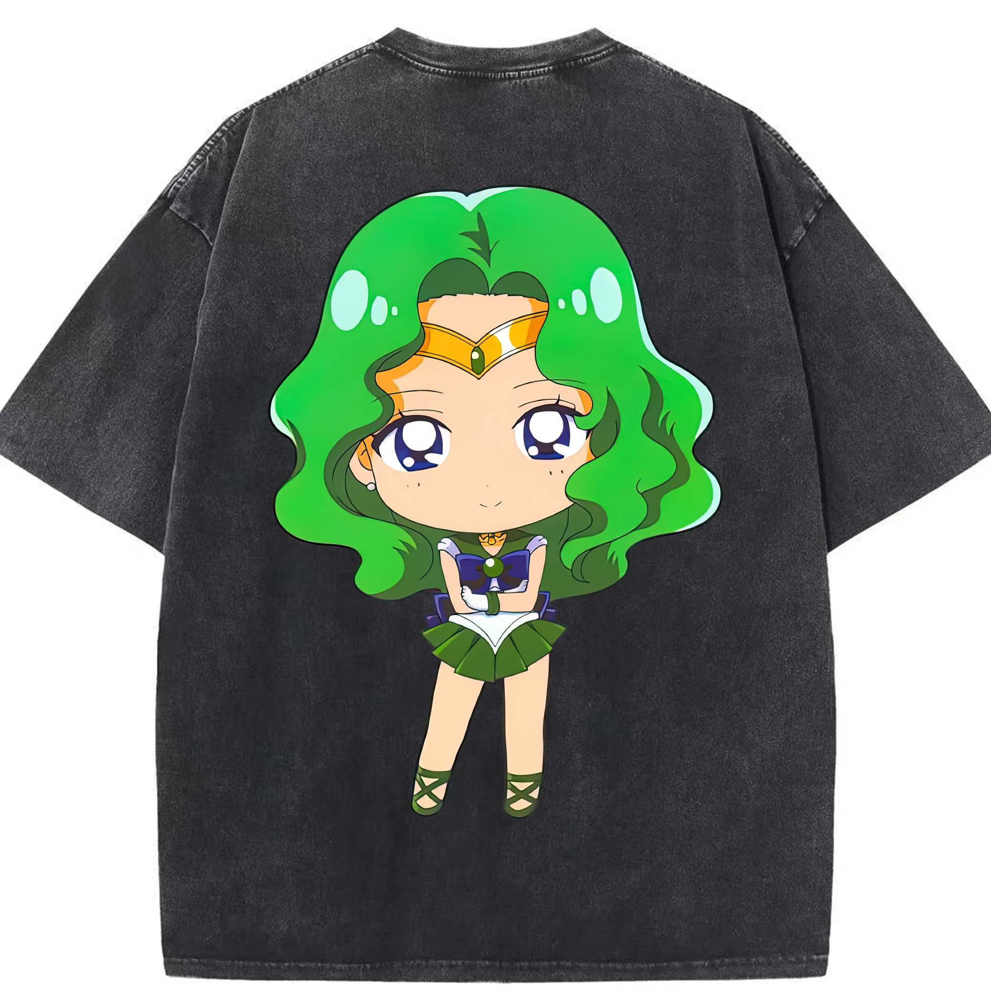 （画像用） 美少女戦士セーラームーン 海王 みちる（かいおう みちる） Sailor Moon Kaiou Michiru 綿100% ヴィンテージ風 半袖Tシャツ（背面プリント）