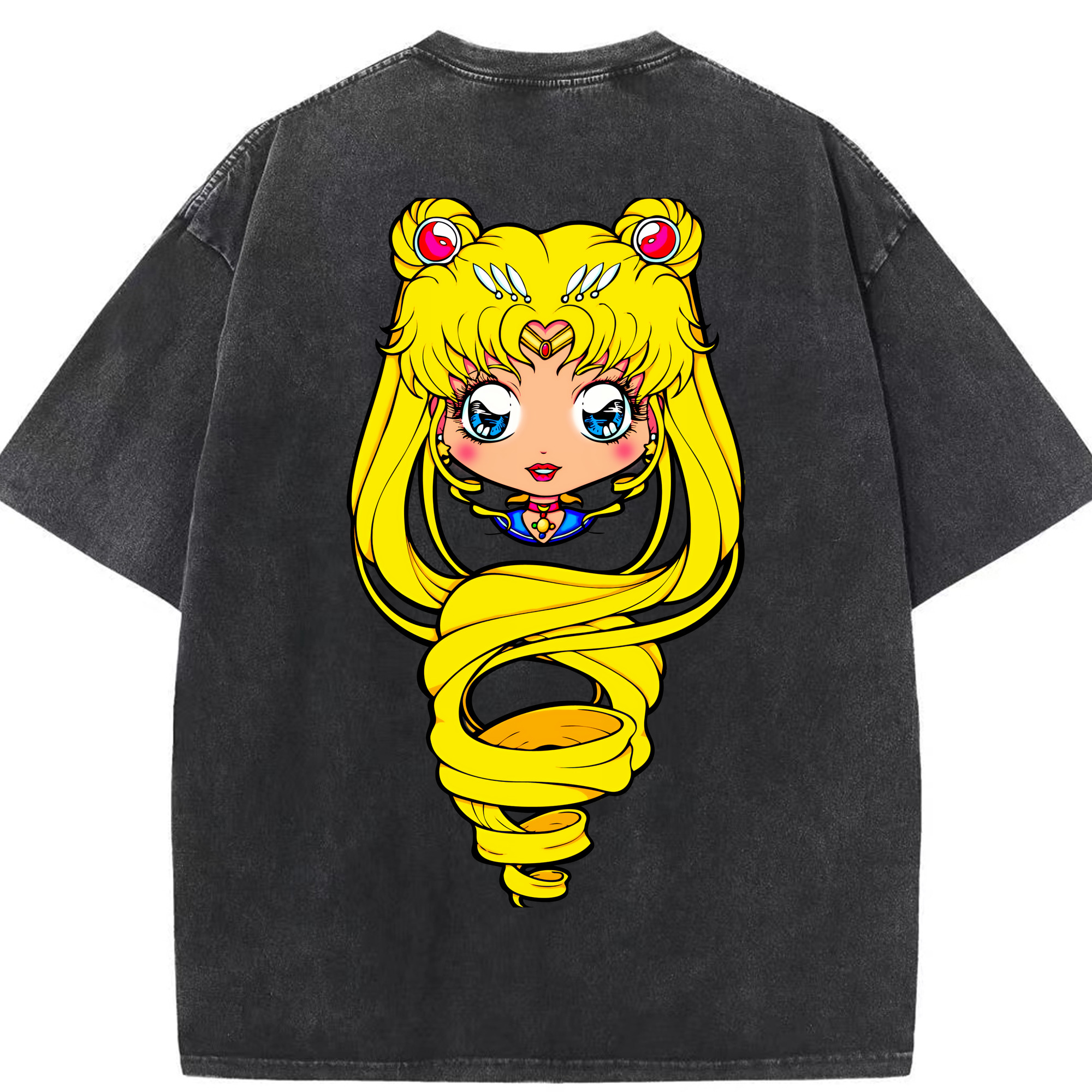 （画像用） 美少女戦士セーラームーン 月野 うさぎ つきの うさぎ Sailor Moon Tsukino Usagi 綿100% ヴィンテージ風 半袖Tシャツ（背面プリント）