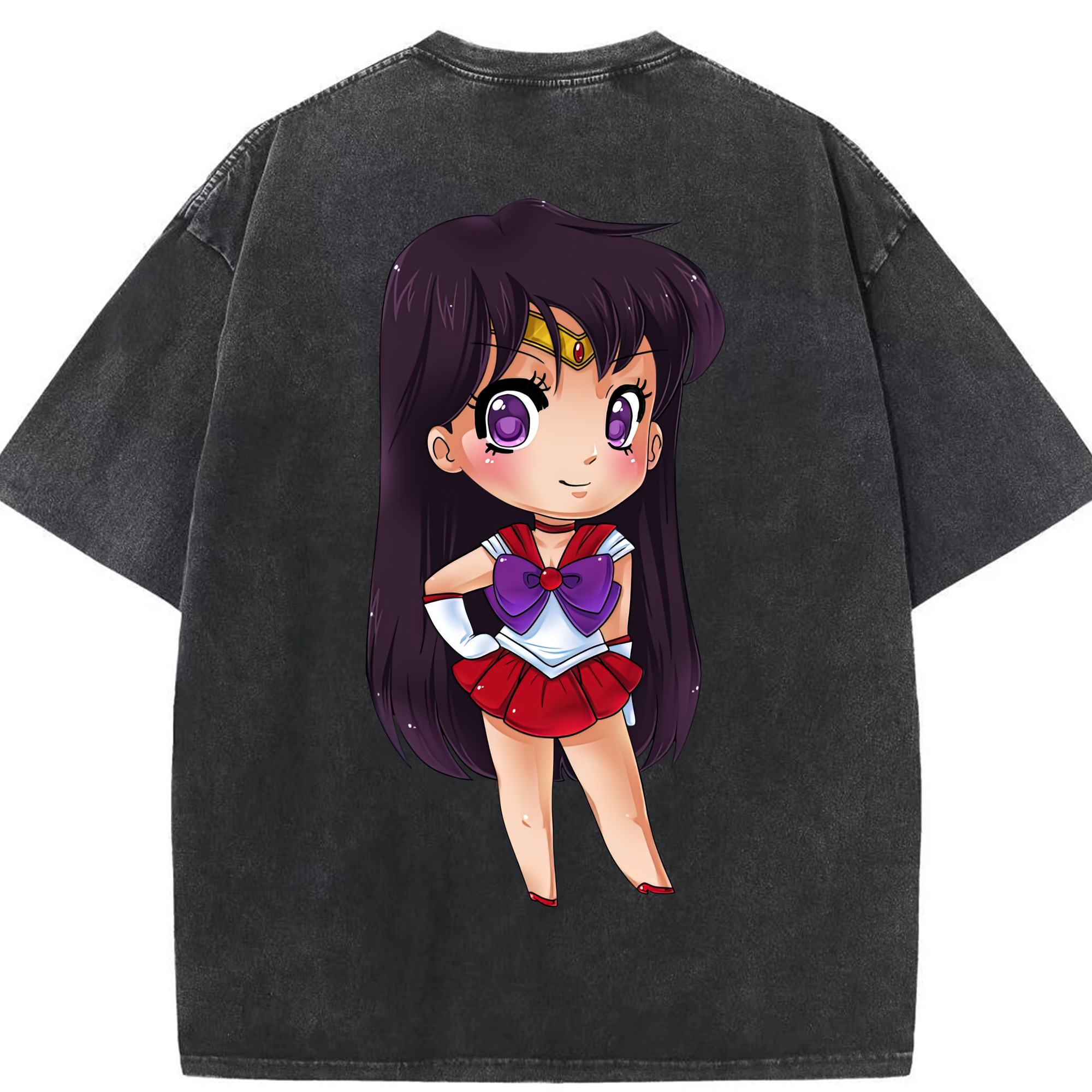 （画像用） 美少女戦士セーラームーン 火野レイ ひの レイ Sailor Moon Hino Rei （セーラーマーズ,Sailor Mars） 綿100% ヴィンテージ風 半袖Tシャツ（背面プリント）