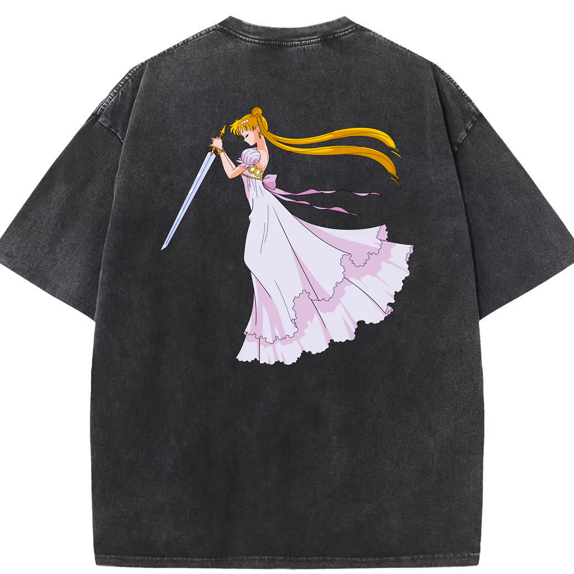 （画像用） 美少女戦士セーラームーン 愛野 美奈子 あいの みなこ Sailor Moon Aino Minako 綿100% ヴィンテージ風 半袖Tシャツ（背面プリント）