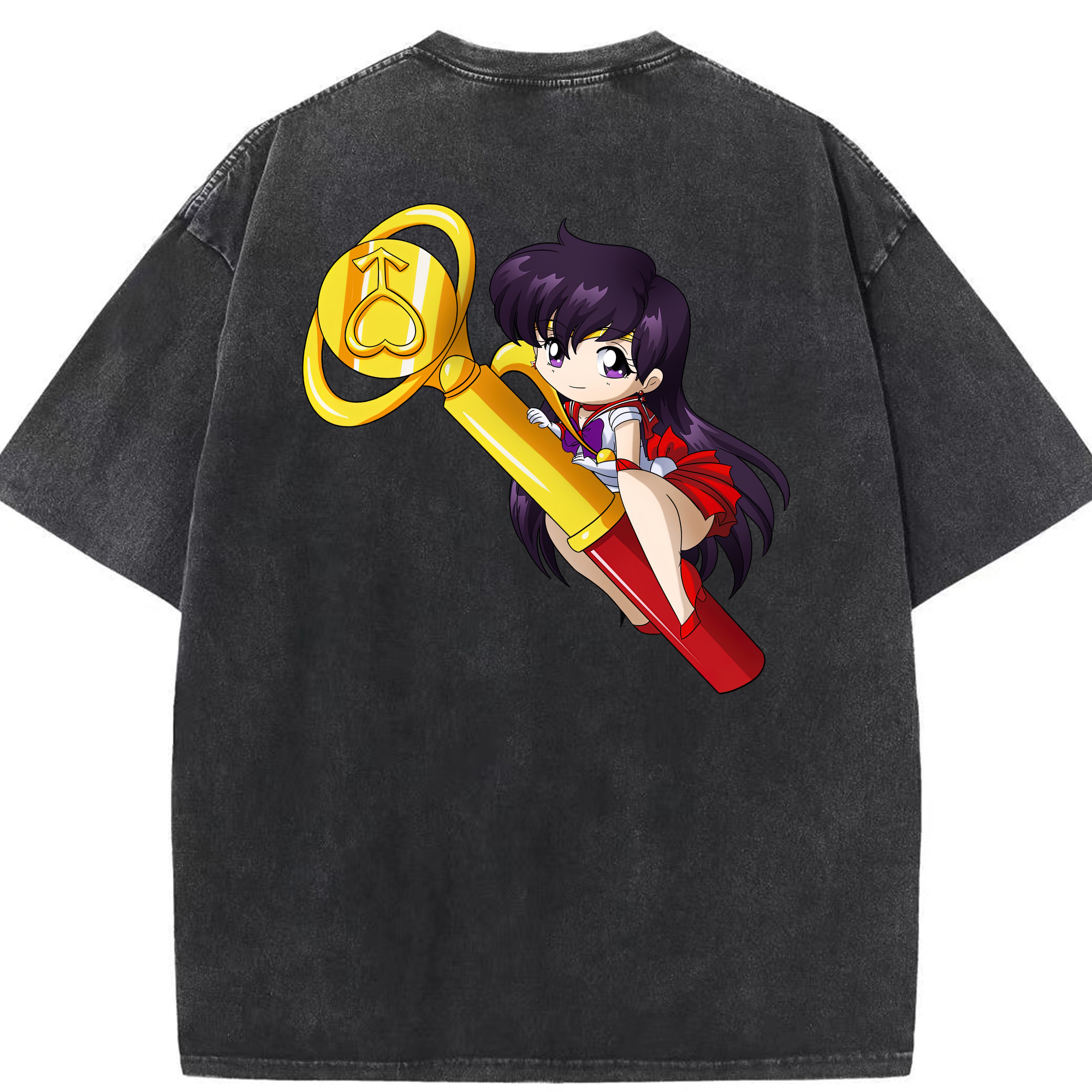 （画像用） 美少女戦士セーラームーン 火野レイ ひの レイ Sailor Moon Hino Rei （セーラーマーズ,Sailor Mars） 綿100% ヴィンテージ風 半袖Tシャツ（背面プリント）