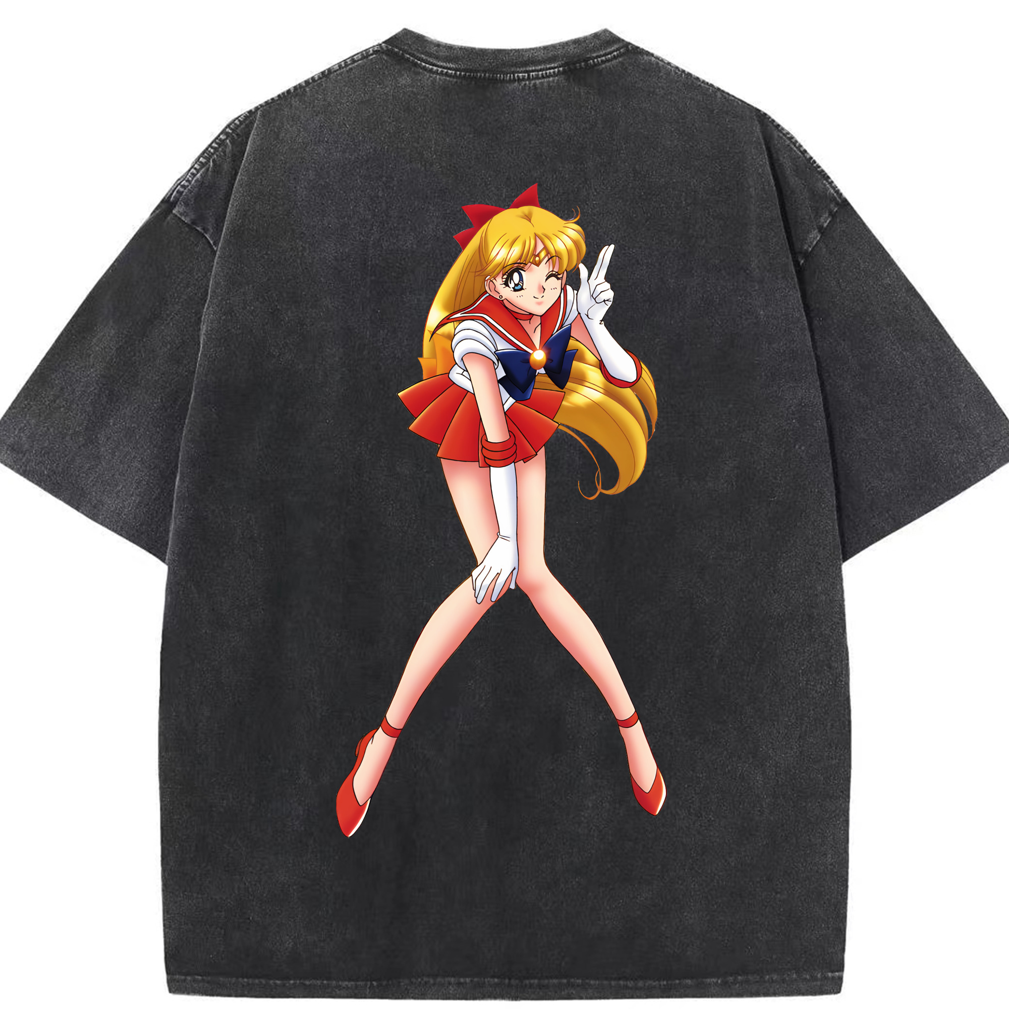 （画像用） 美少女戦士セーラームーン 愛野 美奈子 あいの みなこ Sailor Moon Aino Minako 綿100% ヴィンテージ風 半袖Tシャツ（背面プリント）