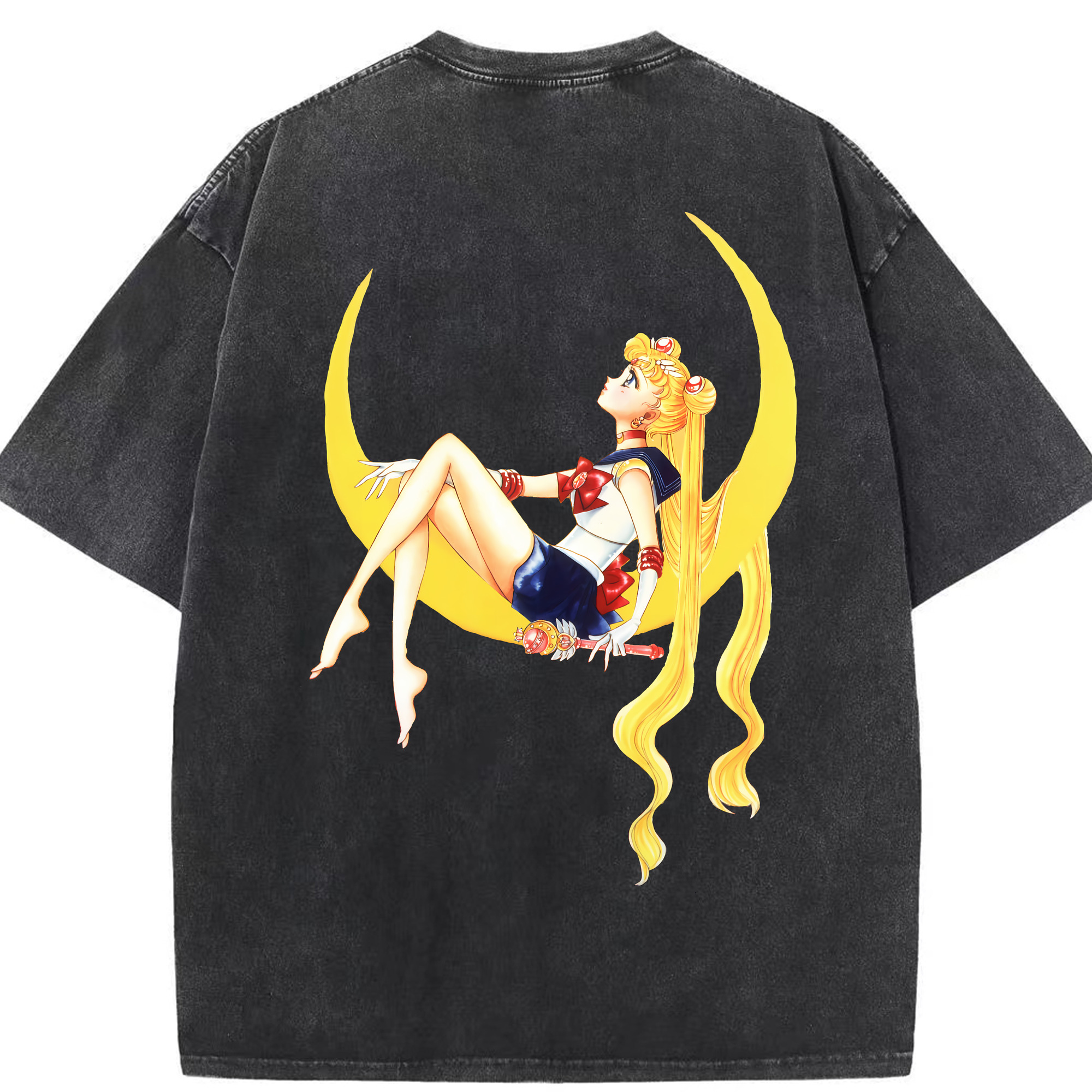 （画像用） 美少女戦士セーラームーン 月野 うさぎ つきの うさぎ Sailor Moon Tsukino Usagi 綿100% ヴィンテージ風 半袖Tシャツ（背面プリント）