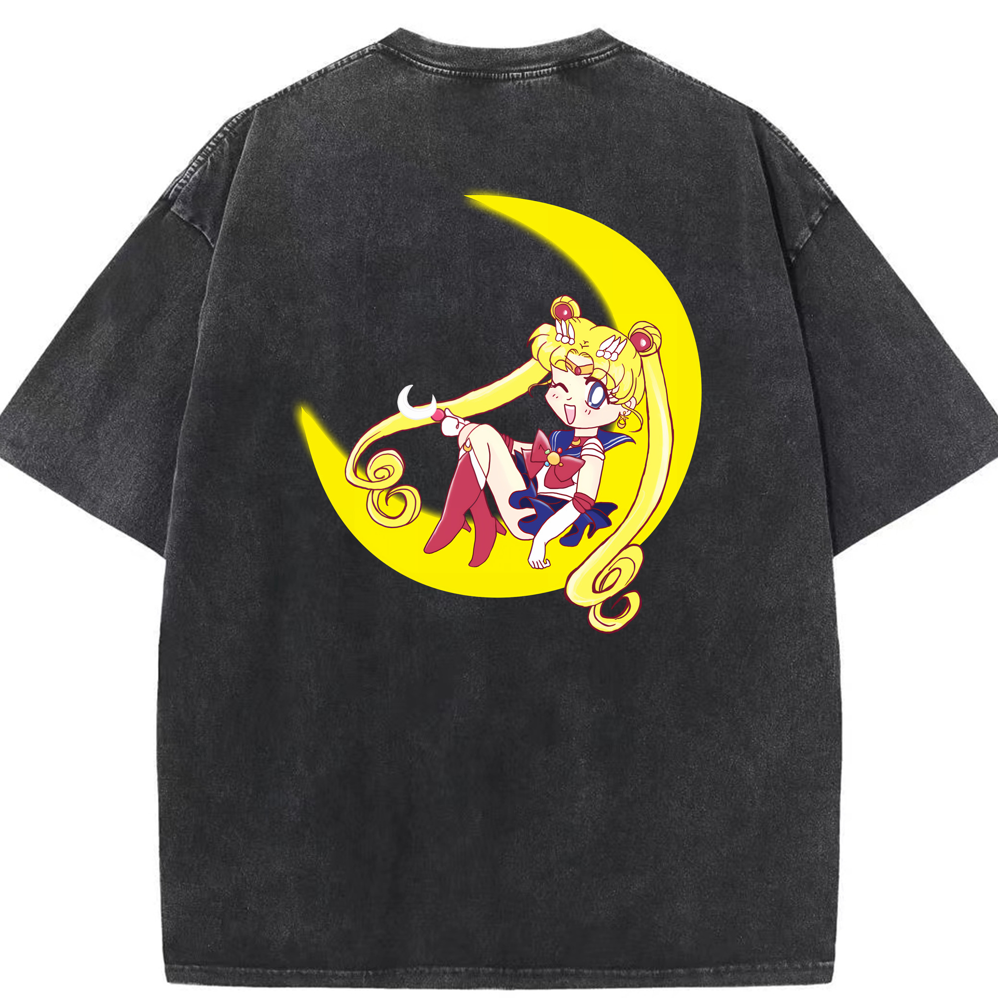 （画像用） 美少女戦士セーラームーン 月野 うさぎ つきの うさぎ Sailor Moon Tsukino Usagi 綿100% ヴィンテージ風 半袖Tシャツ（背面プリント）