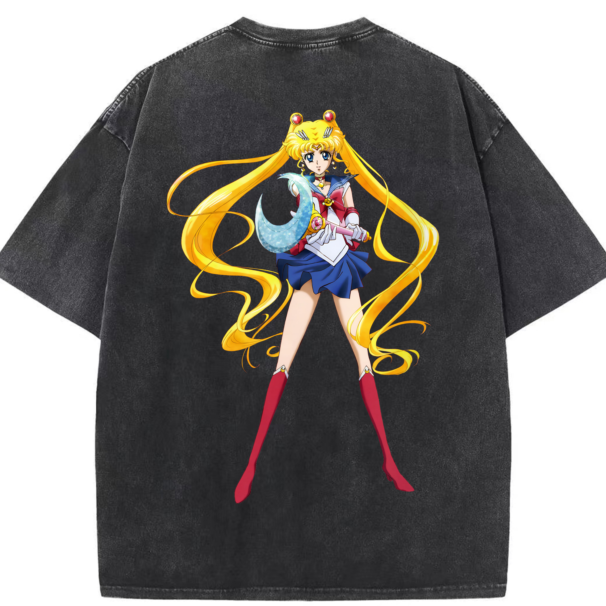 （画像用） 美少女戦士セーラームーン 月野 うさぎ つきの うさぎ Sailor Moon Tsukino Usagi 綿100% ヴィンテージ風 半袖Tシャツ（背面プリント）