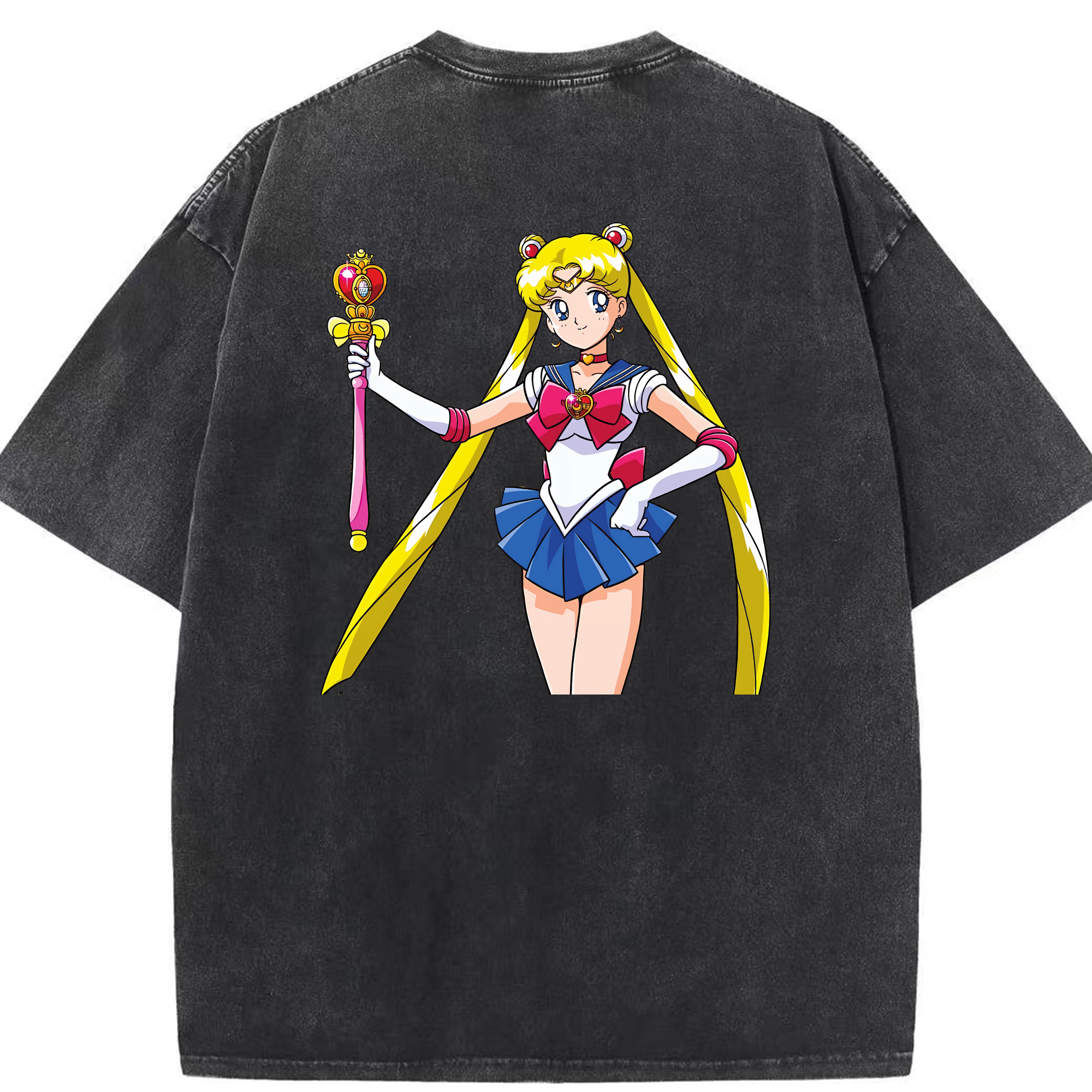 （画像用） 美少女戦士セーラームーン 月野 うさぎ つきの うさぎ Sailor Moon Tsukino Usagi 綿100% ヴィンテージ風 半袖Tシャツ（背面プリント）