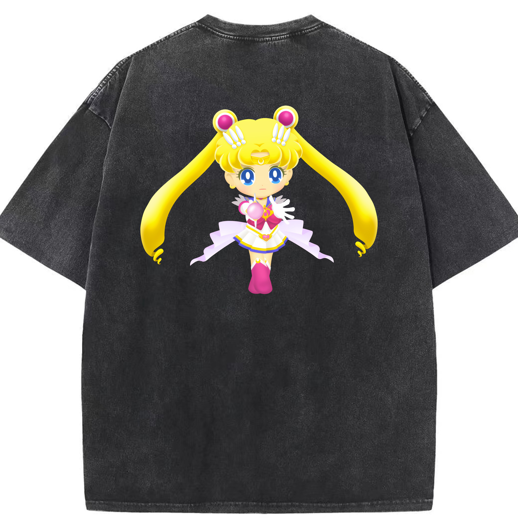 （画像用） 美少女戦士セーラームーン 月野 うさぎ つきの うさぎ Sailor Moon Tsukino Usagi 綿100% ヴィンテージ風 半袖Tシャツ（背面プリント）