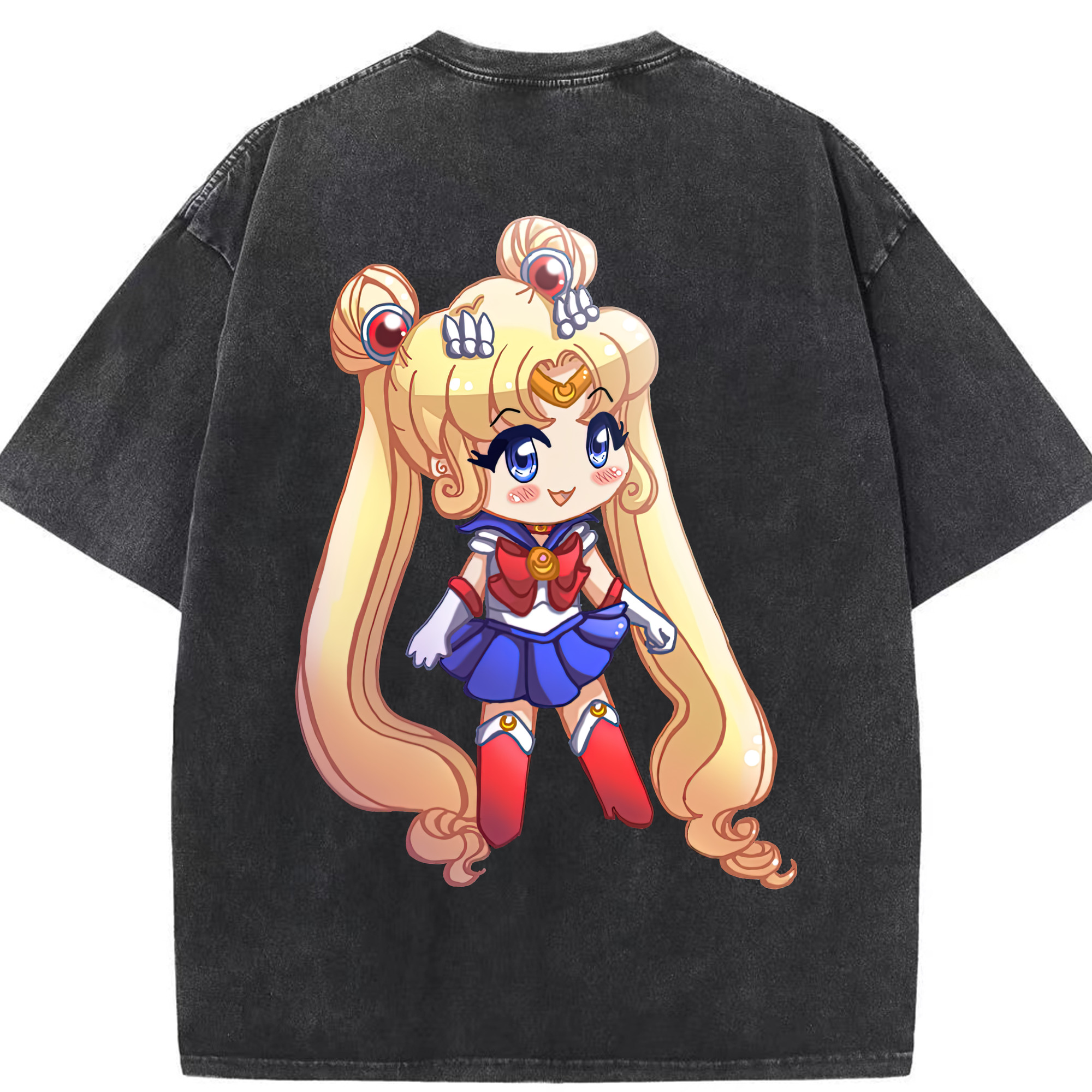 （画像用） 美少女戦士セーラームーン 月野 うさぎ つきの うさぎ Sailor Moon Tsukino Usagi 綿100% ヴィンテージ風 半袖Tシャツ（背面プリント）