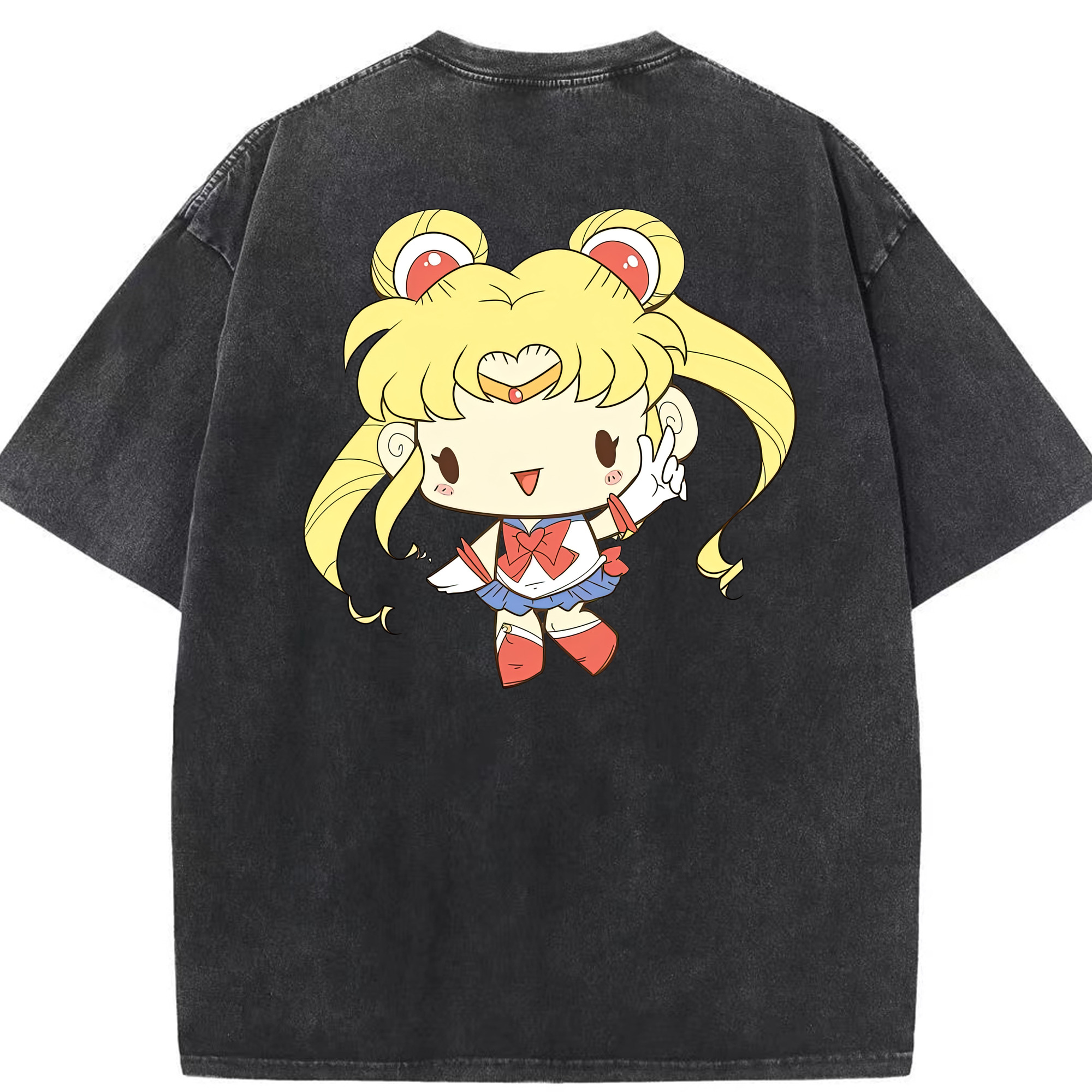 （画像用） 美少女戦士セーラームーン 月野 うさぎ つきの うさぎ Sailor Moon Tsukino Usagi 綿100% ヴィンテージ風 半袖Tシャツ（背面プリント）