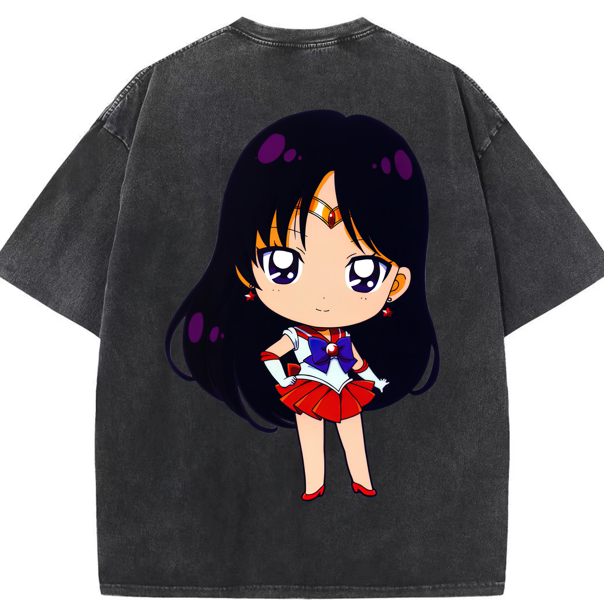 （画像用） 美少女戦士セーラームーン 火野レイ ひの レイ Sailor Moon Hino Rei （セーラーマーズ,Sailor Mars） 綿100% ヴィンテージ風 半袖Tシャツ（背面プリント）