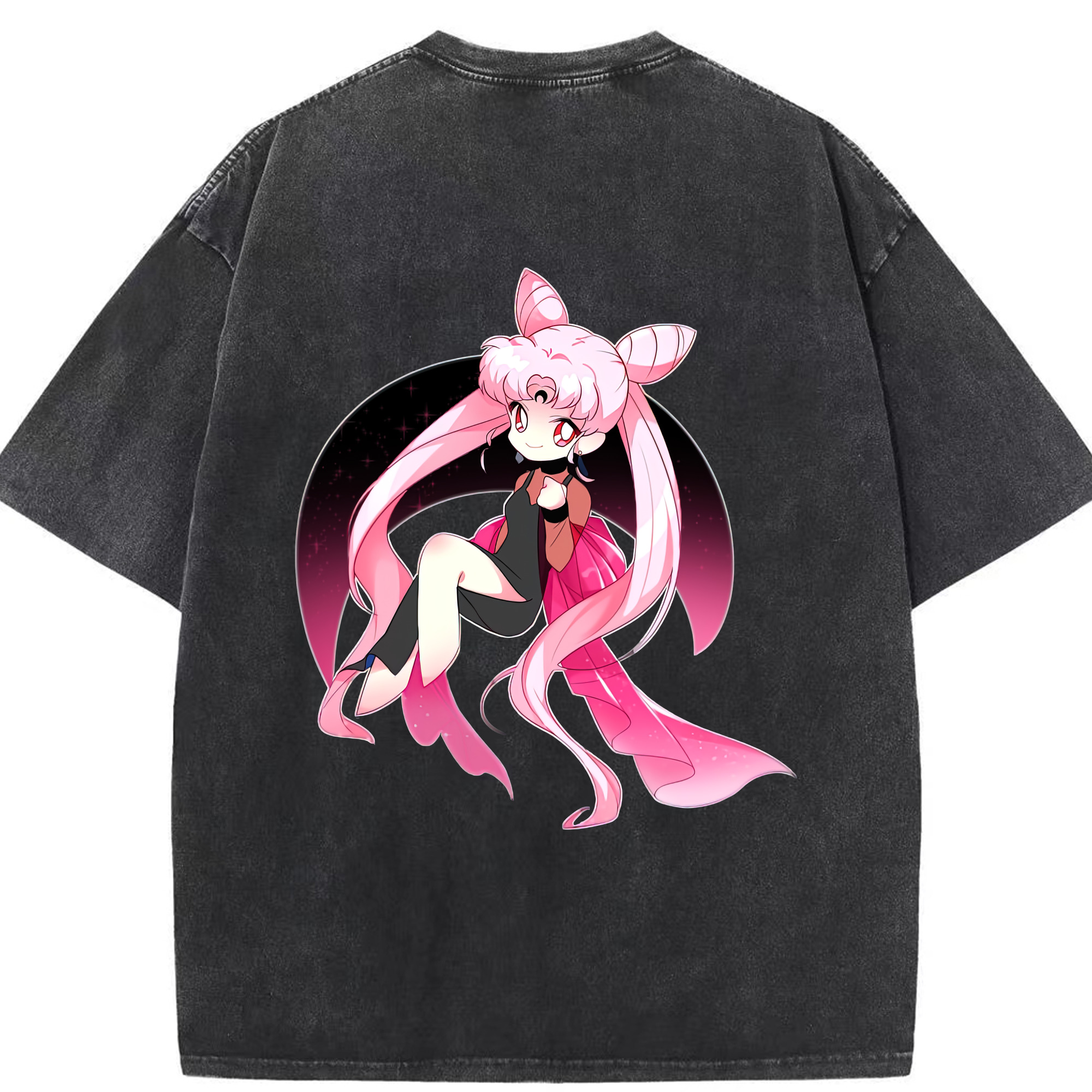 （画像用） 美少女戦士セーラームーン ちびうさ Sailor Moon Chibiusa Tsukino Usagi Small Lady Serenity 綿100% ヴィンテージ風 半袖Tシャツ（背面プリント）