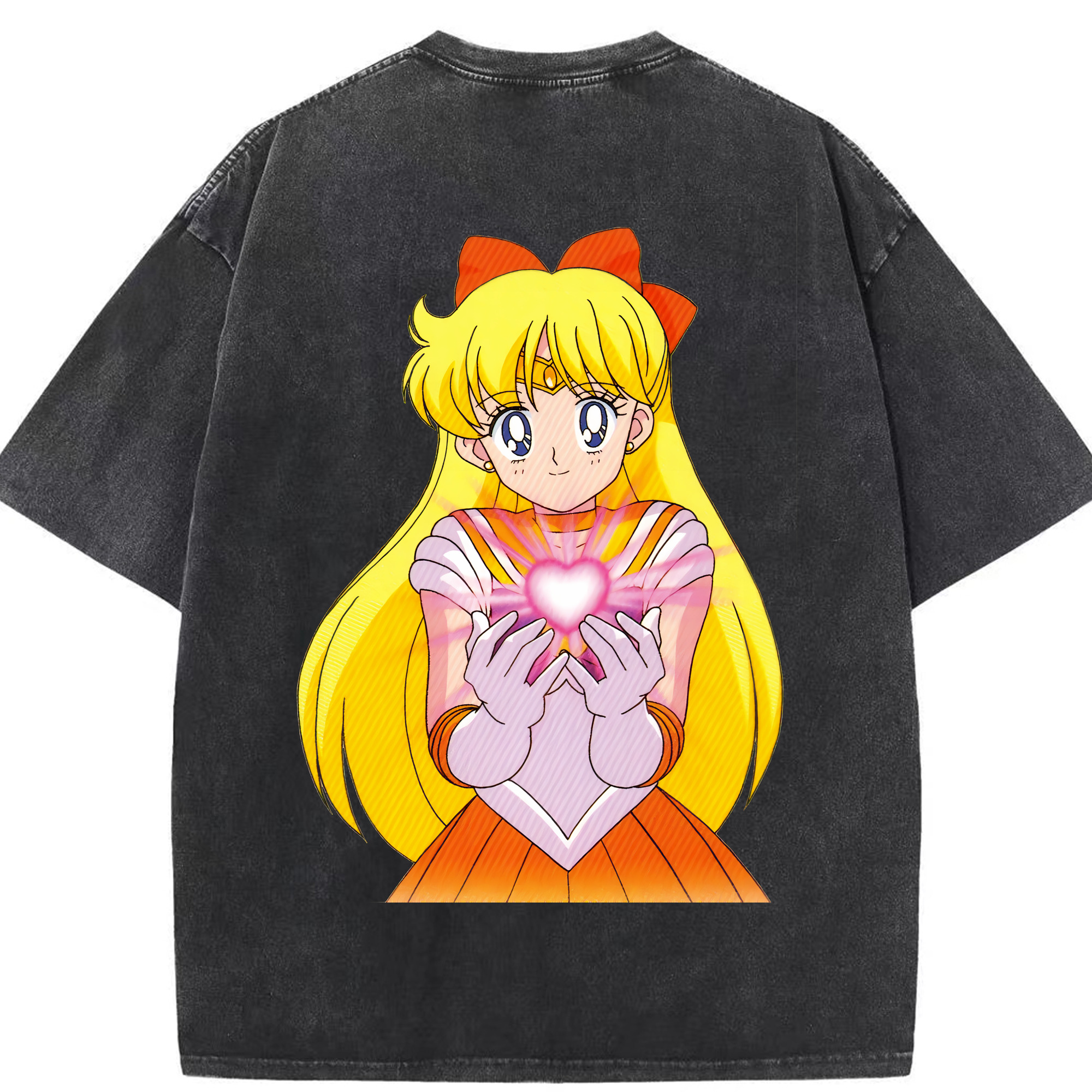 （画像用） 美少女戦士セーラームーン 愛野 美奈子 あいの みなこ Sailor Moon Aino Minako 綿100% ヴィンテージ風 半袖Tシャツ（背面プリント）