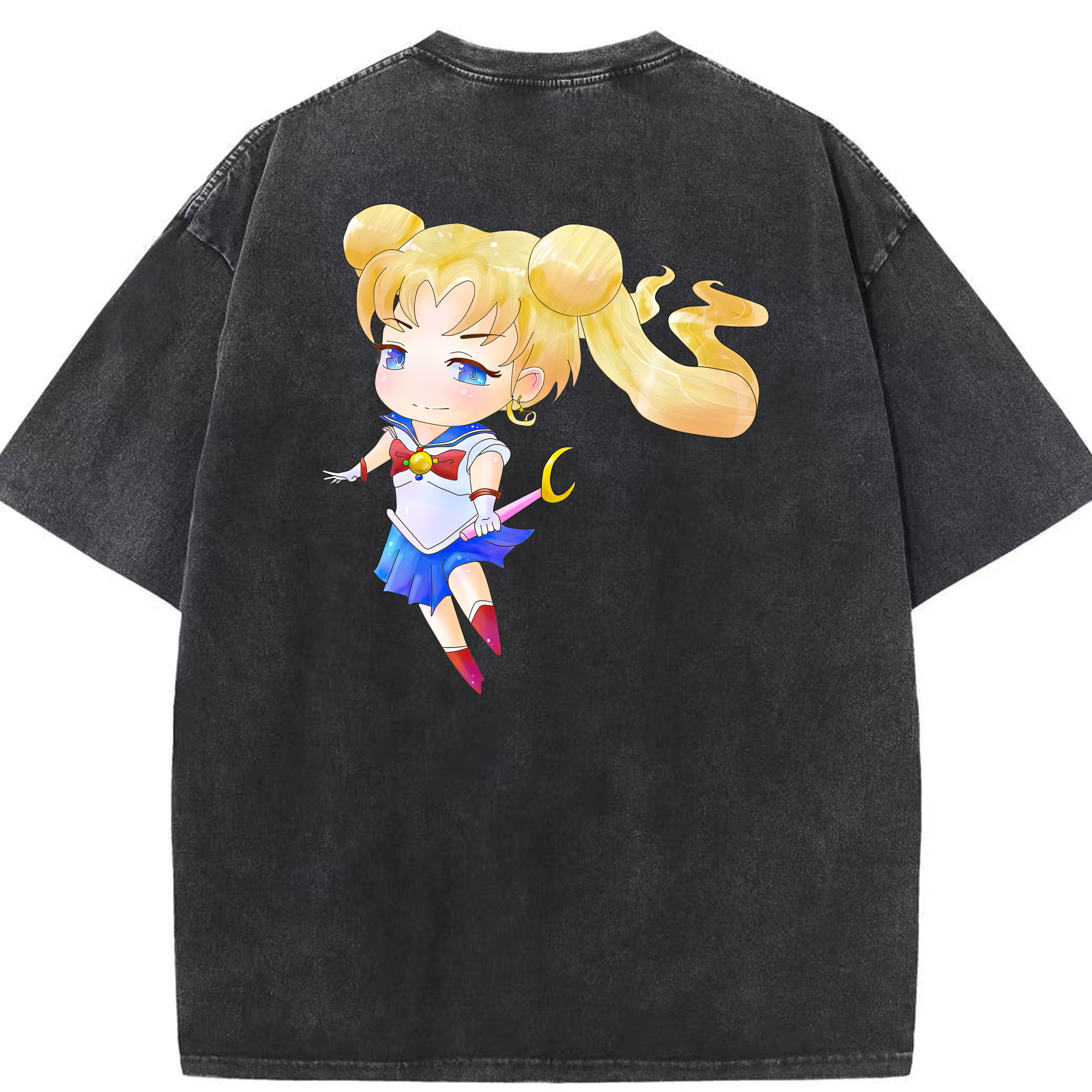 （画像用） 美少女戦士セーラームーン 愛野 美奈子 あいの みなこ Sailor Moon Aino Minako 綿100% ヴィンテージ風 半袖Tシャツ（背面プリント）