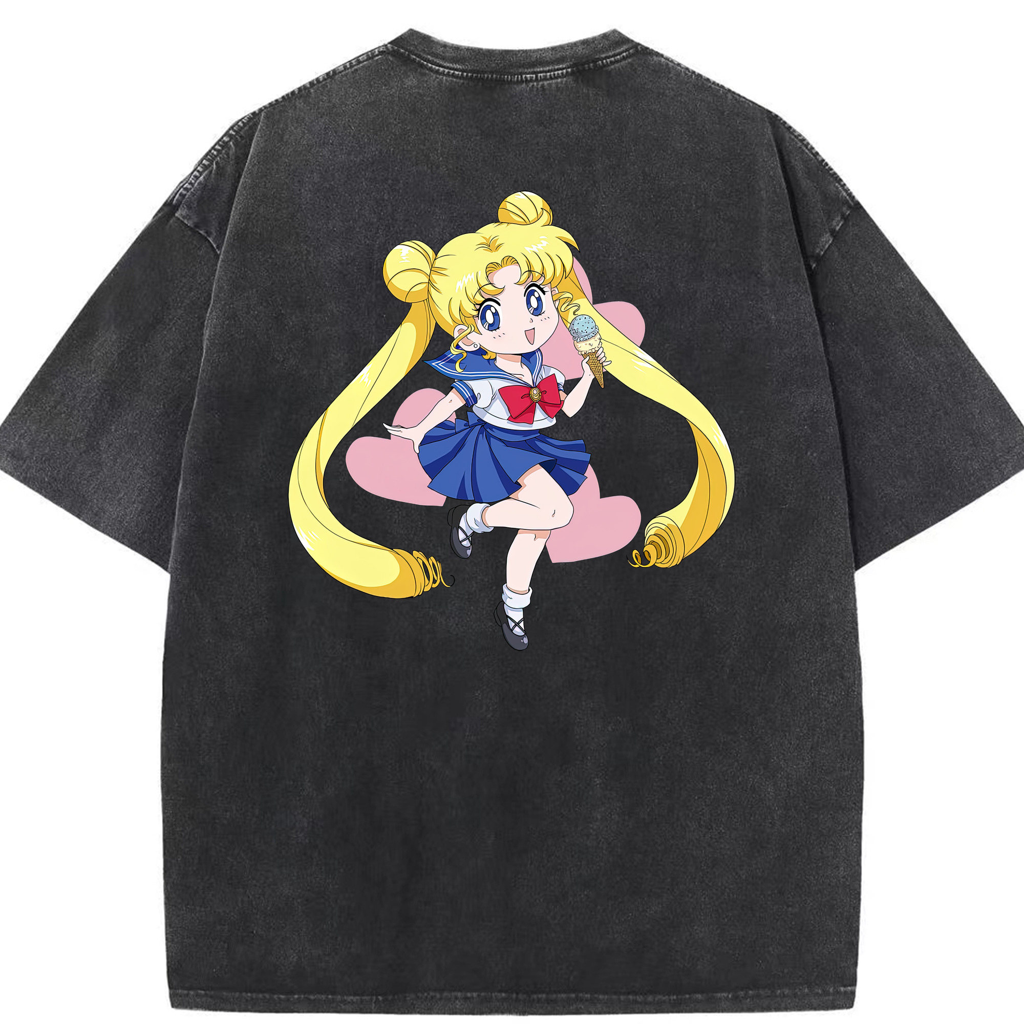 （画像用） 美少女戦士セーラームーン 愛野 美奈子 あいの みなこ Sailor Moon Aino Minako 綿100% ヴィンテージ風 半袖Tシャツ（背面プリント）