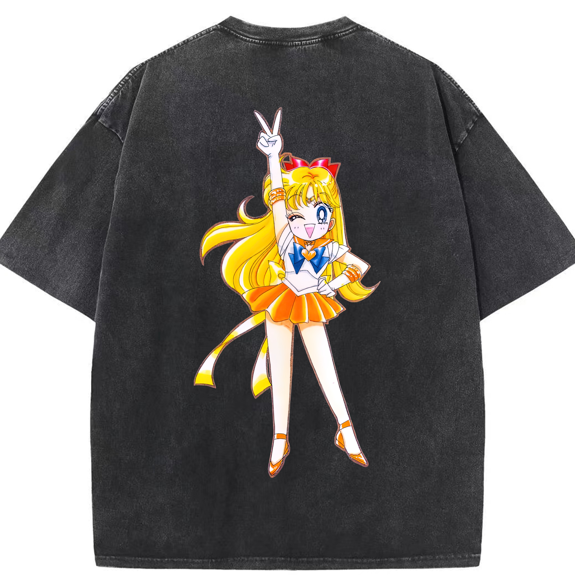 （画像用） 美少女戦士セーラームーン 愛野 美奈子 あいの みなこ Sailor Moon Aino Minako 綿100% ヴィンテージ風 半袖Tシャツ（背面プリント）