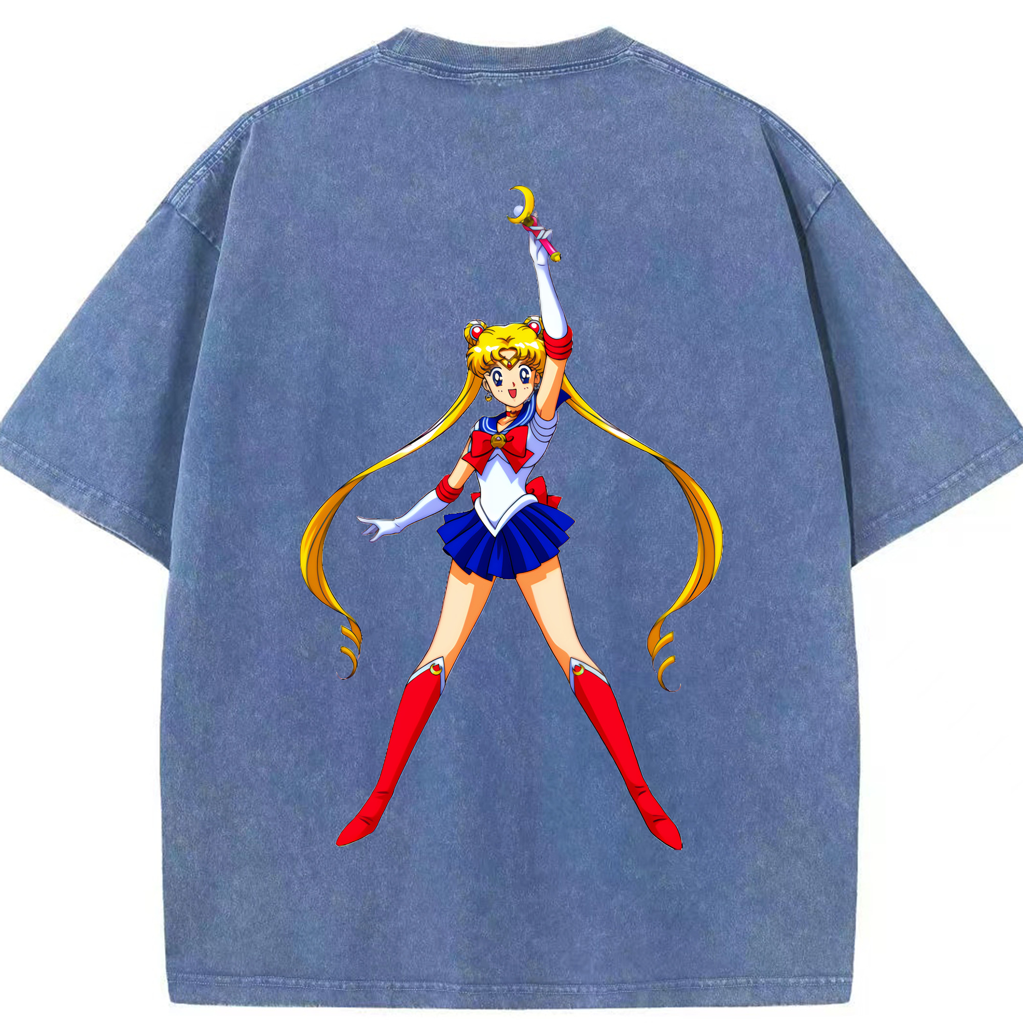 （画像用） 美少女戦士セーラームーン 月野 うさぎ つきの うさぎ Sailor Moon Tsukino Usagi 綿100% ヴィンテージ風 半袖Tシャツ（背面プリント）