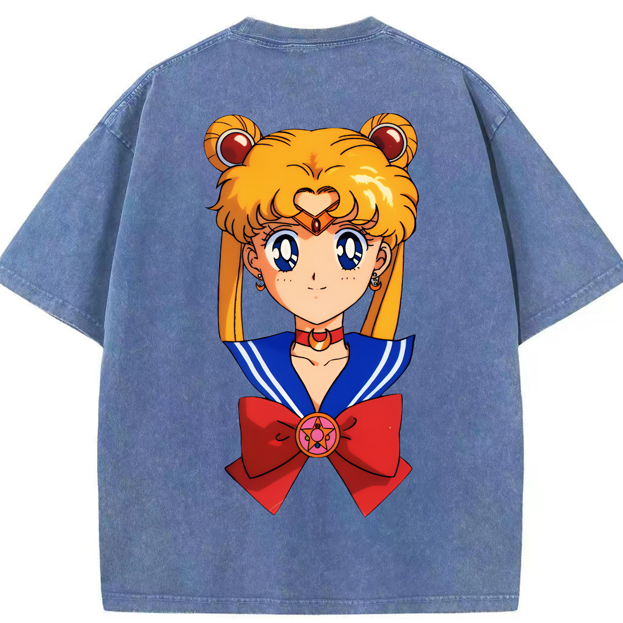 （画像用） 美少女戦士セーラームーン 月野 うさぎ つきの うさぎ Sailor Moon Tsukino Usagi 綿100% ヴィンテージ風 半袖Tシャツ（背面プリント）