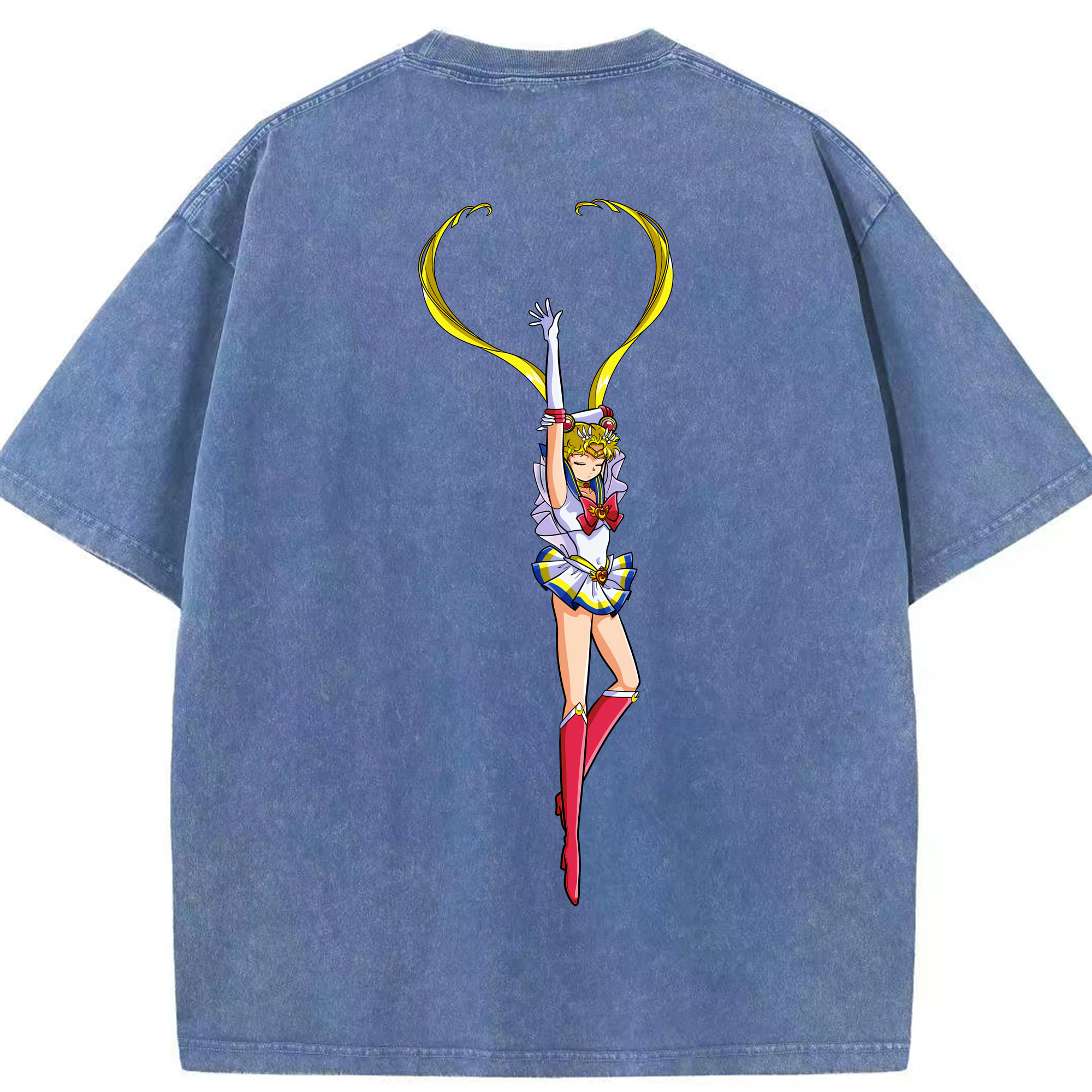 （画像用） 美少女戦士セーラームーン 月野 うさぎ つきの うさぎ Sailor Moon Tsukino Usagi 綿100% ヴィンテージ風 半袖Tシャツ（背面プリント）