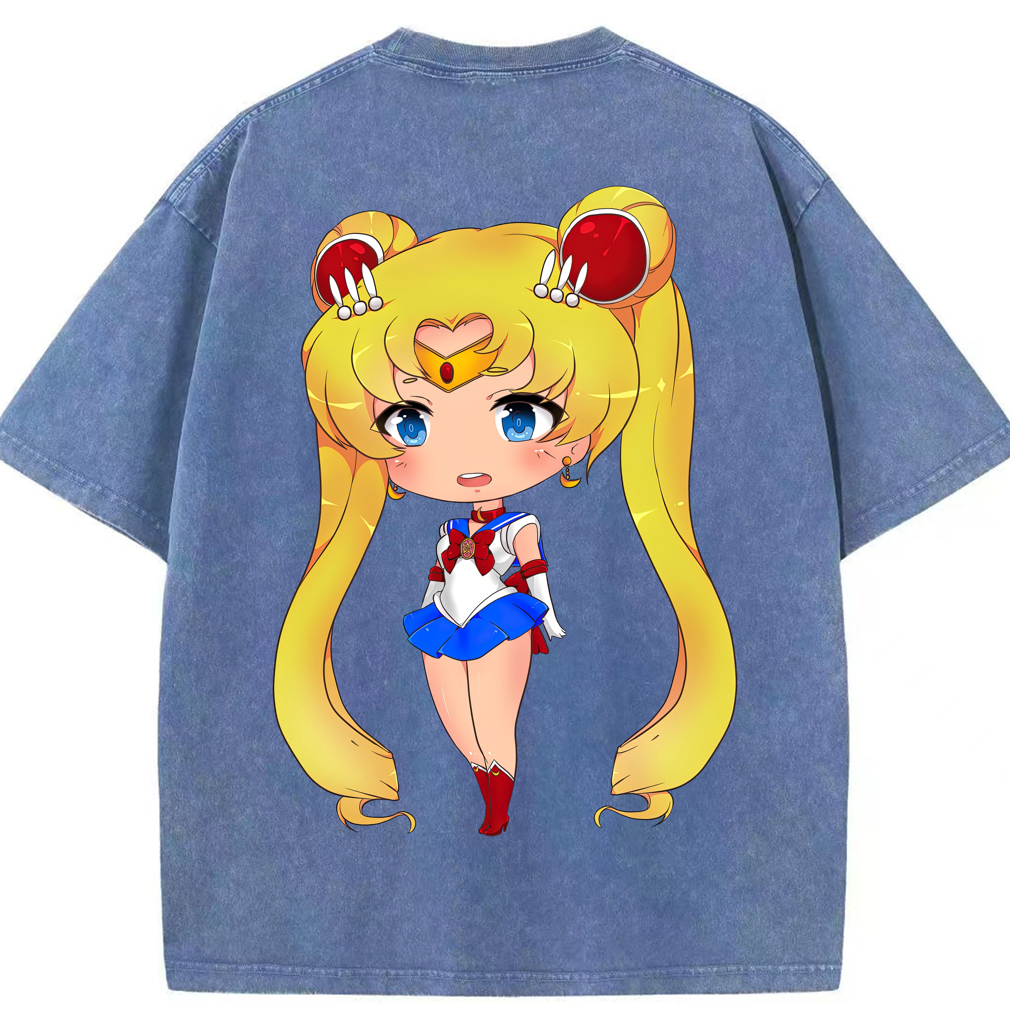 （画像用） 美少女戦士セーラームーン 月野 うさぎ つきの うさぎ Sailor Moon Tsukino Usagi 綿100% ヴィンテージ風 半袖Tシャツ（背面プリント）
