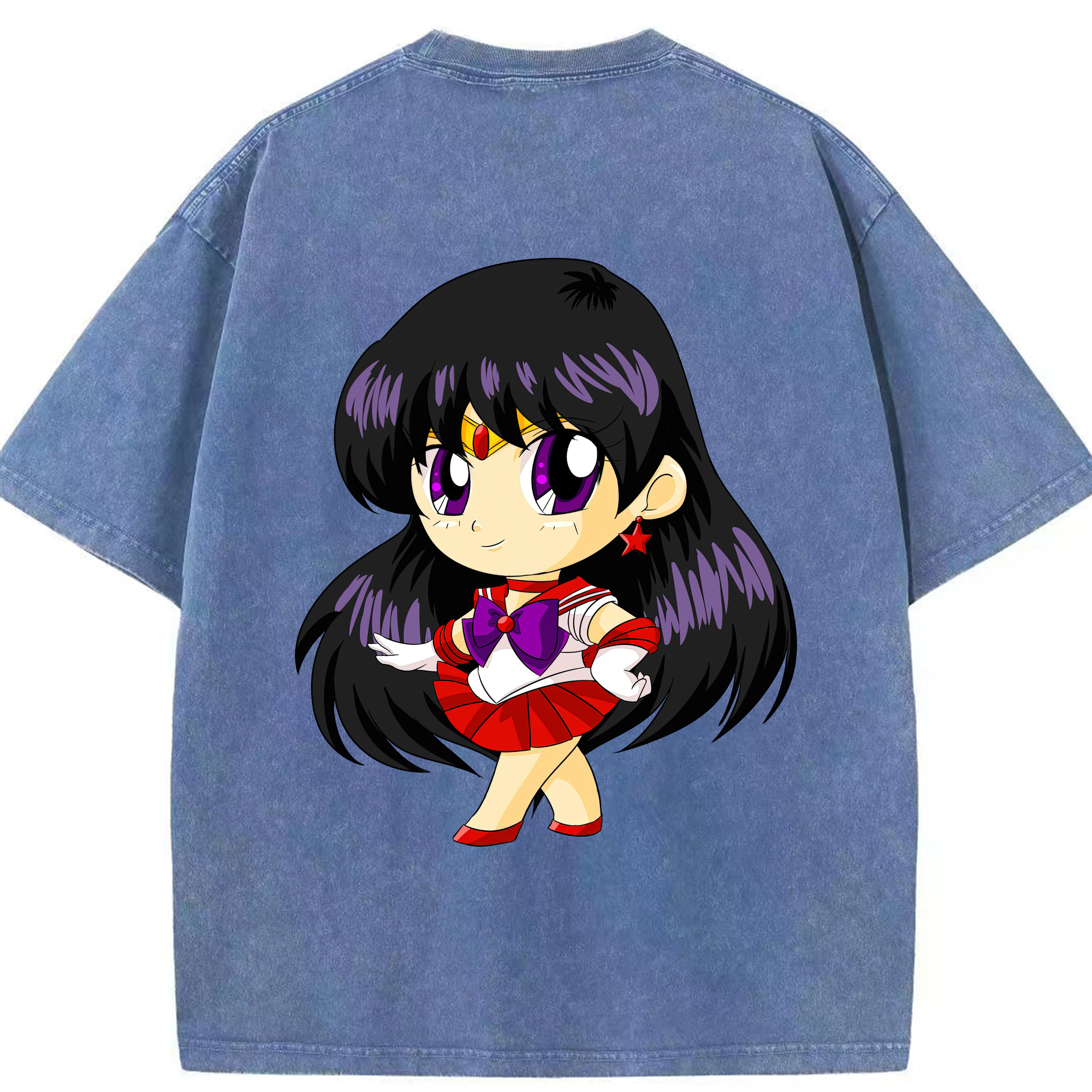 （画像用） 美少女戦士セーラームーン 火野レイ ひの レイ Sailor Moon Hino Rei （セーラーマーズ,Sailor Mars） 綿100% ヴィンテージ風 半袖Tシャツ（背面プリント）