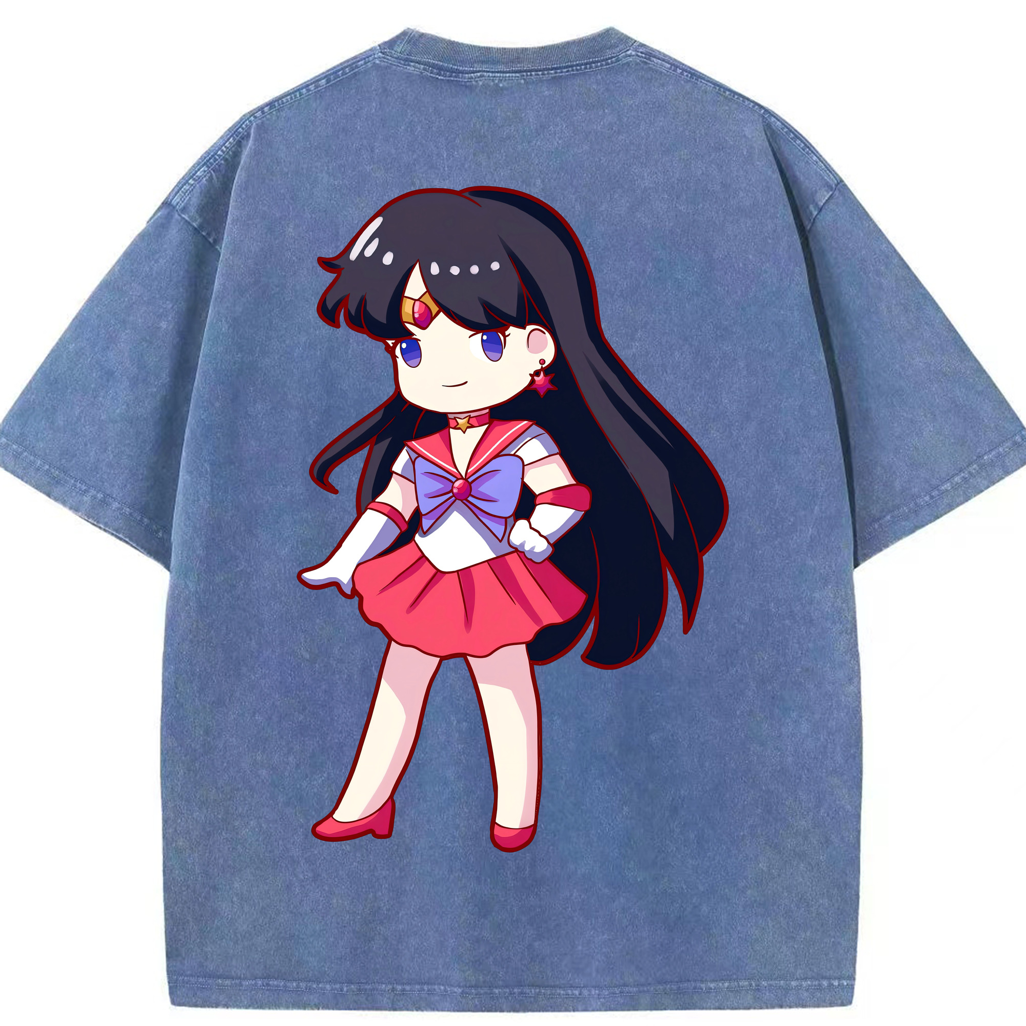 （画像用） 美少女戦士セーラームーン 火野レイ ひの レイ Sailor Moon Hino Rei （セーラーマーズ,Sailor Mars） 綿100% ヴィンテージ風 半袖Tシャツ（背面プリント）