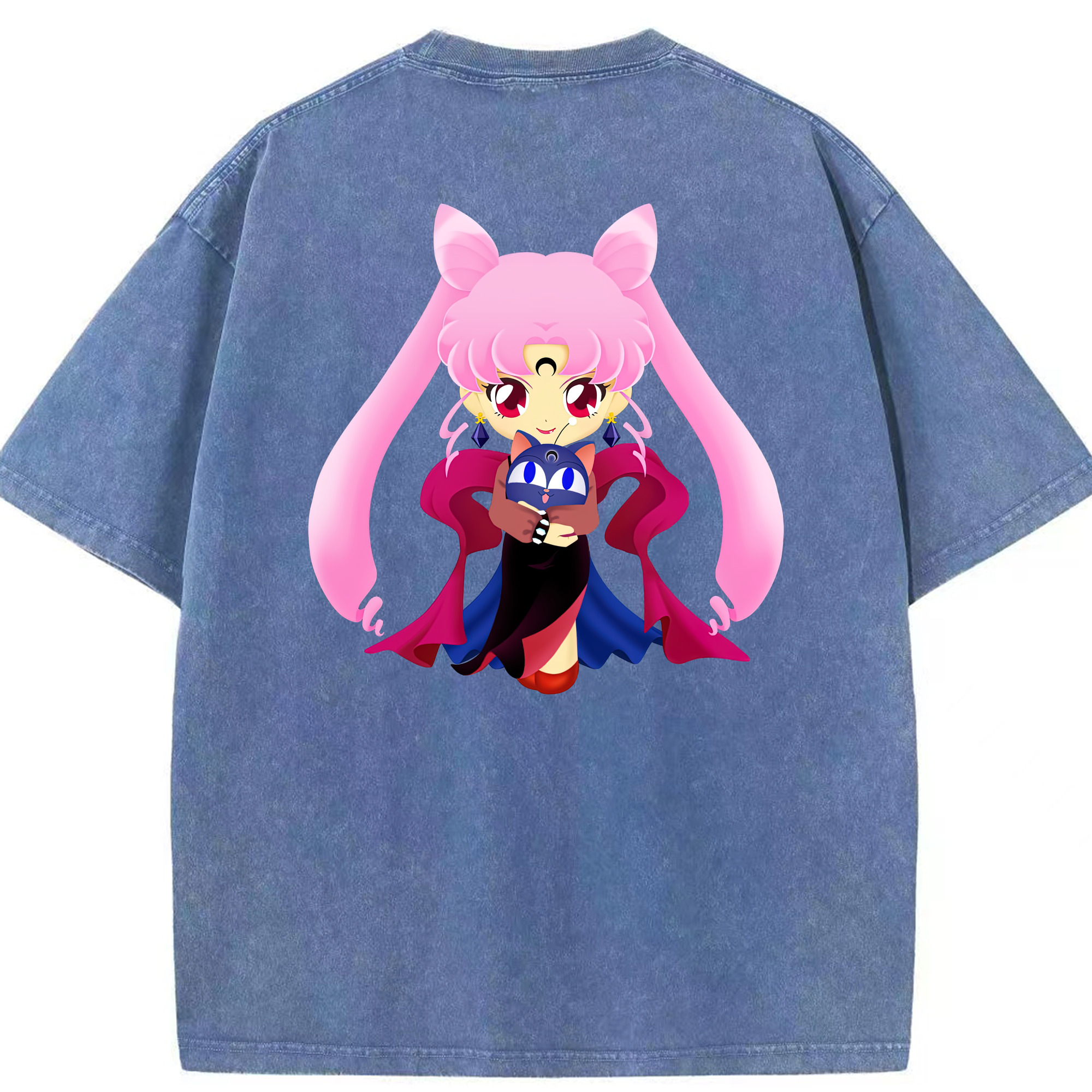 （画像用） 美少女戦士セーラームーン ちびうさ Sailor Moon Chibiusa Tsukino Usagi Small Lady Serenity 綿100% ヴィンテージ風 半袖Tシャツ（背面プリント）