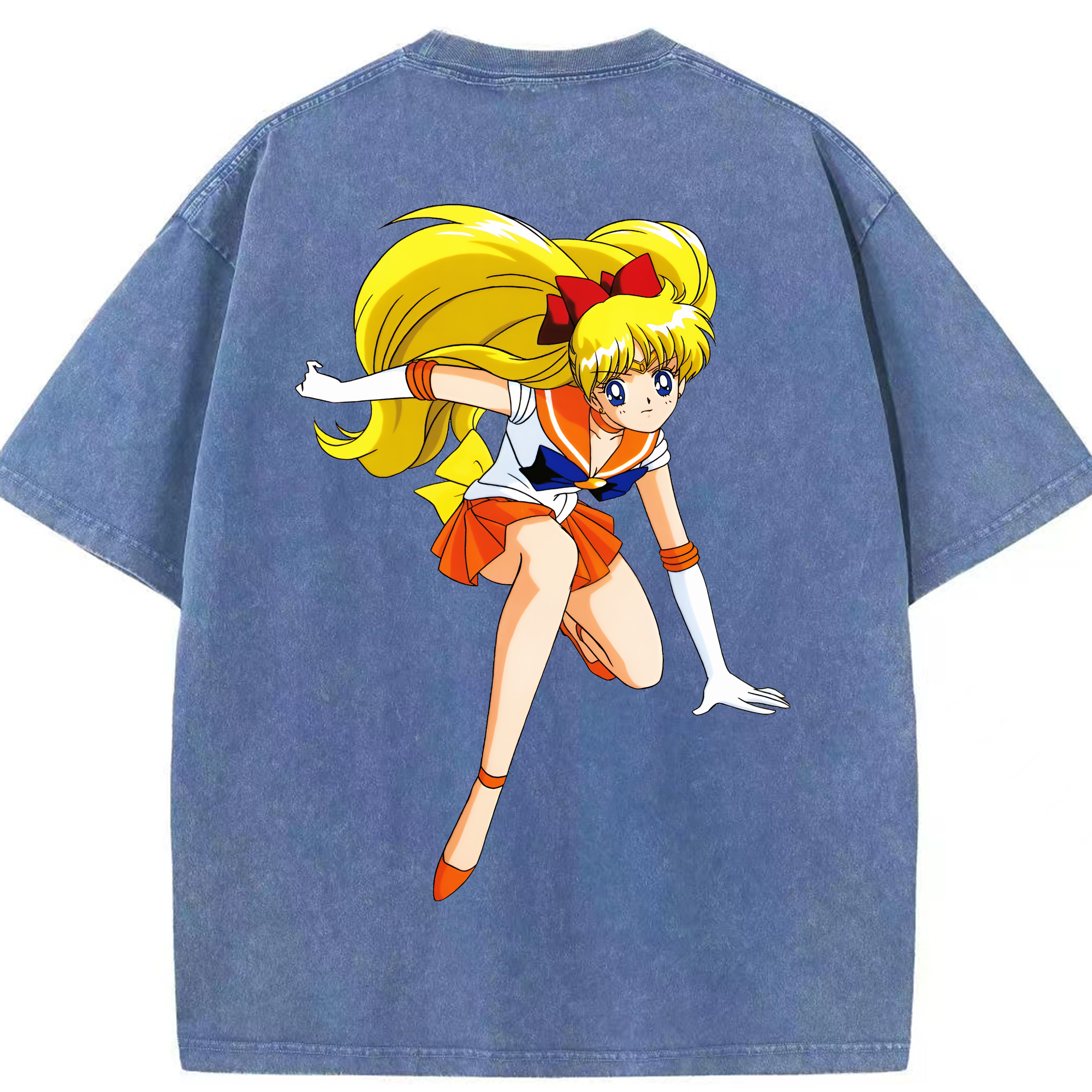 （画像用） 美少女戦士セーラームーン 愛野 美奈子 あいの みなこ Sailor Moon Aino Minako 綿100% ヴィンテージ風 半袖Tシャツ（背面プリント）