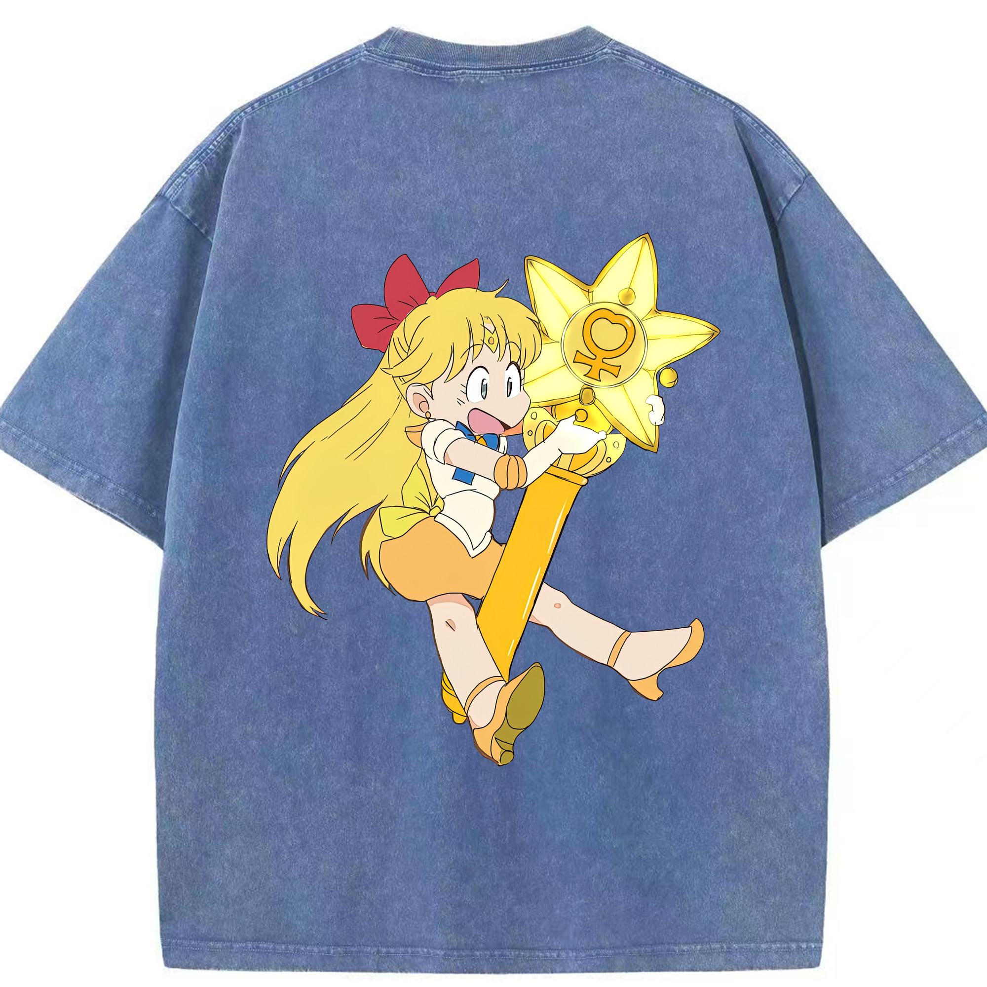 （画像用） 美少女戦士セーラームーン 愛野 美奈子 あいの みなこ Sailor Moon Aino Minako 綿100% ヴィンテージ風 半袖Tシャツ（背面プリント）