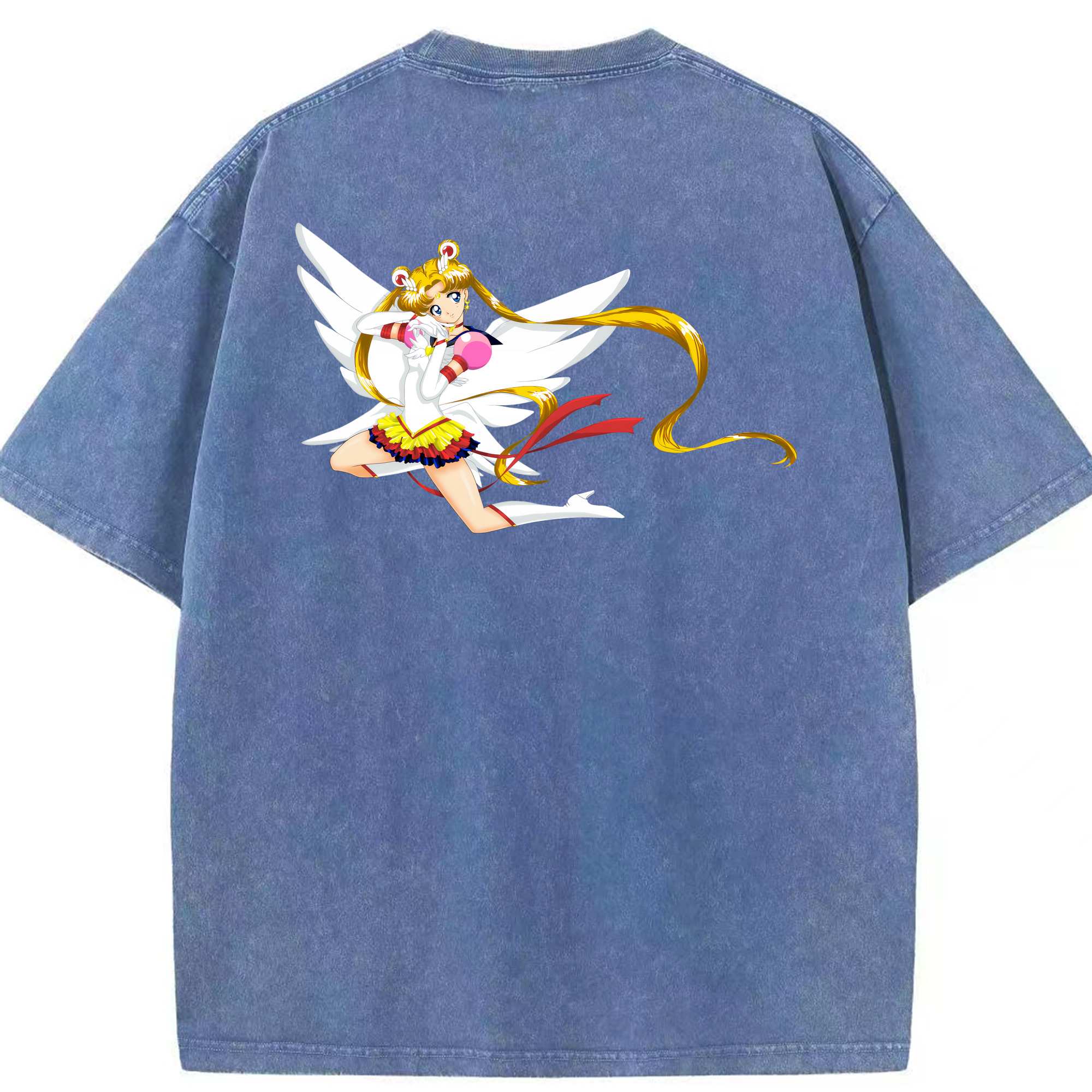 （画像用） 美少女戦士セーラームーン 月野 うさぎ つきの うさぎ Sailor Moon Tsukino Usagi 綿100% ヴィンテージ風 半袖Tシャツ（背面プリント）
