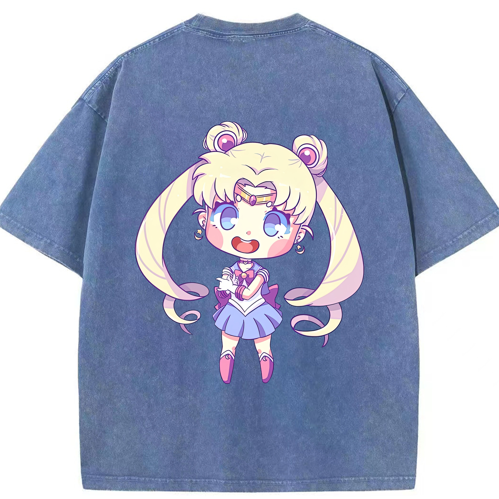 （画像用） 美少女戦士セーラームーン 月野 うさぎ つきの うさぎ Sailor Moon Tsukino Usagi 綿100% ヴィンテージ風 半袖Tシャツ（背面プリント）