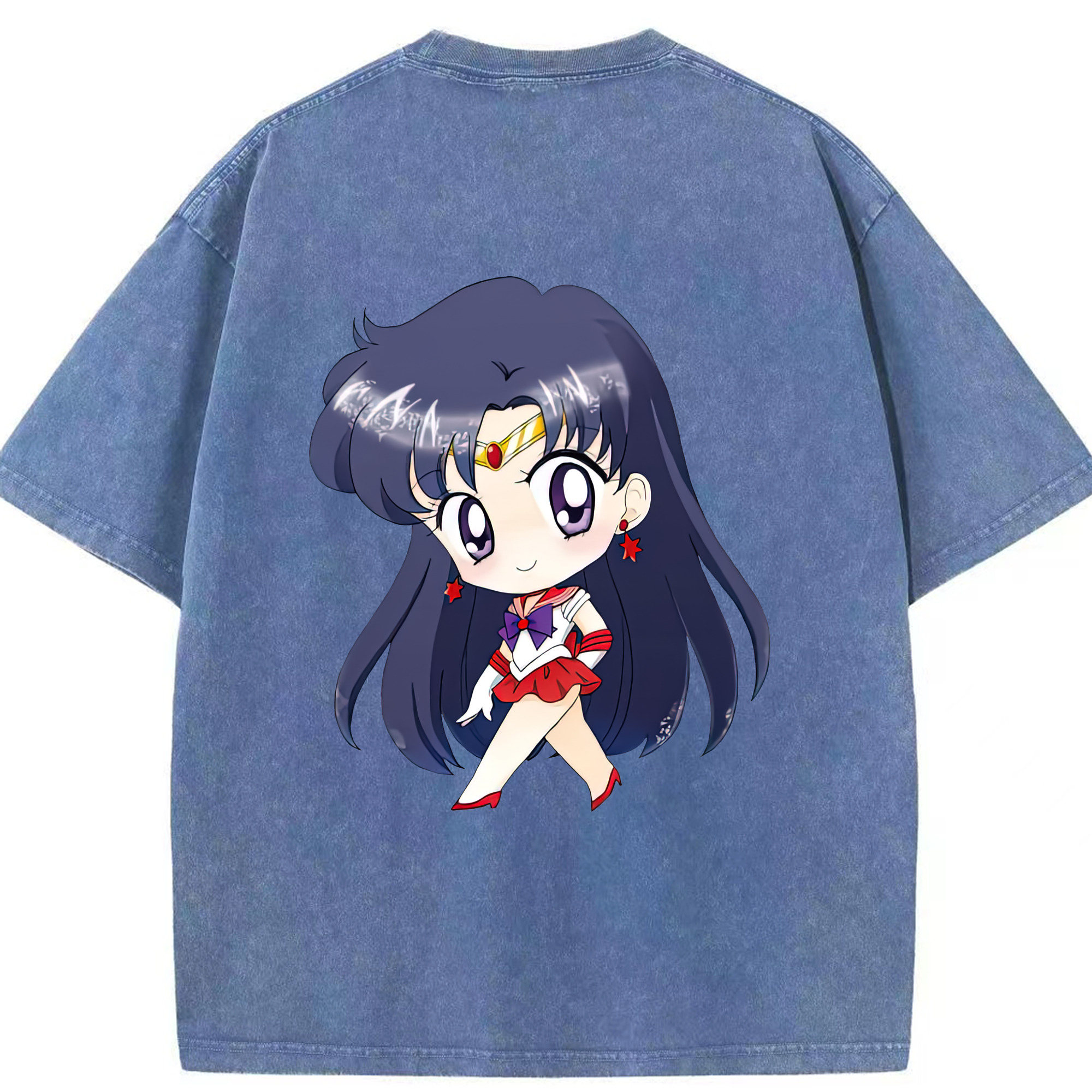 （画像用） 美少女戦士セーラームーン 火野レイ ひの レイ Sailor Moon Hino Rei （セーラーマーズ,Sailor Mars） 綿100% ヴィンテージ風 半袖Tシャツ（背面プリント）