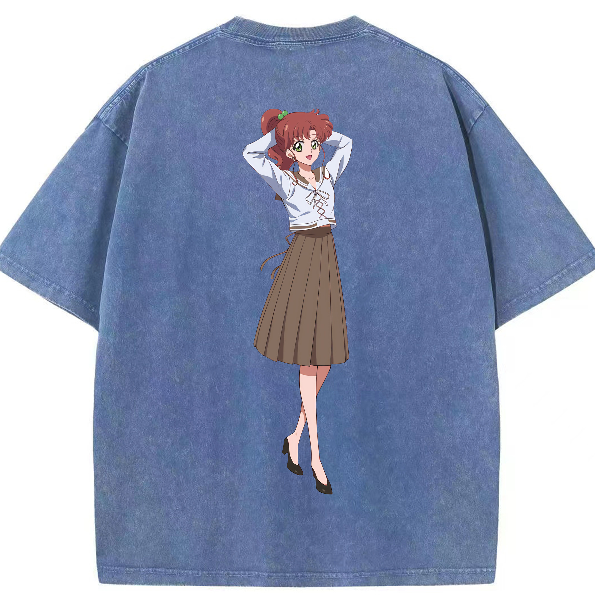 （画像用） 美少女戦士セーラームーン 木野 まこと きの まこと Sailor Moon Kino Makoto （セーラージュピター；Sailor Jupiter） 綿100% ヴィンテージ風 半袖Tシャツ（背面プリント）