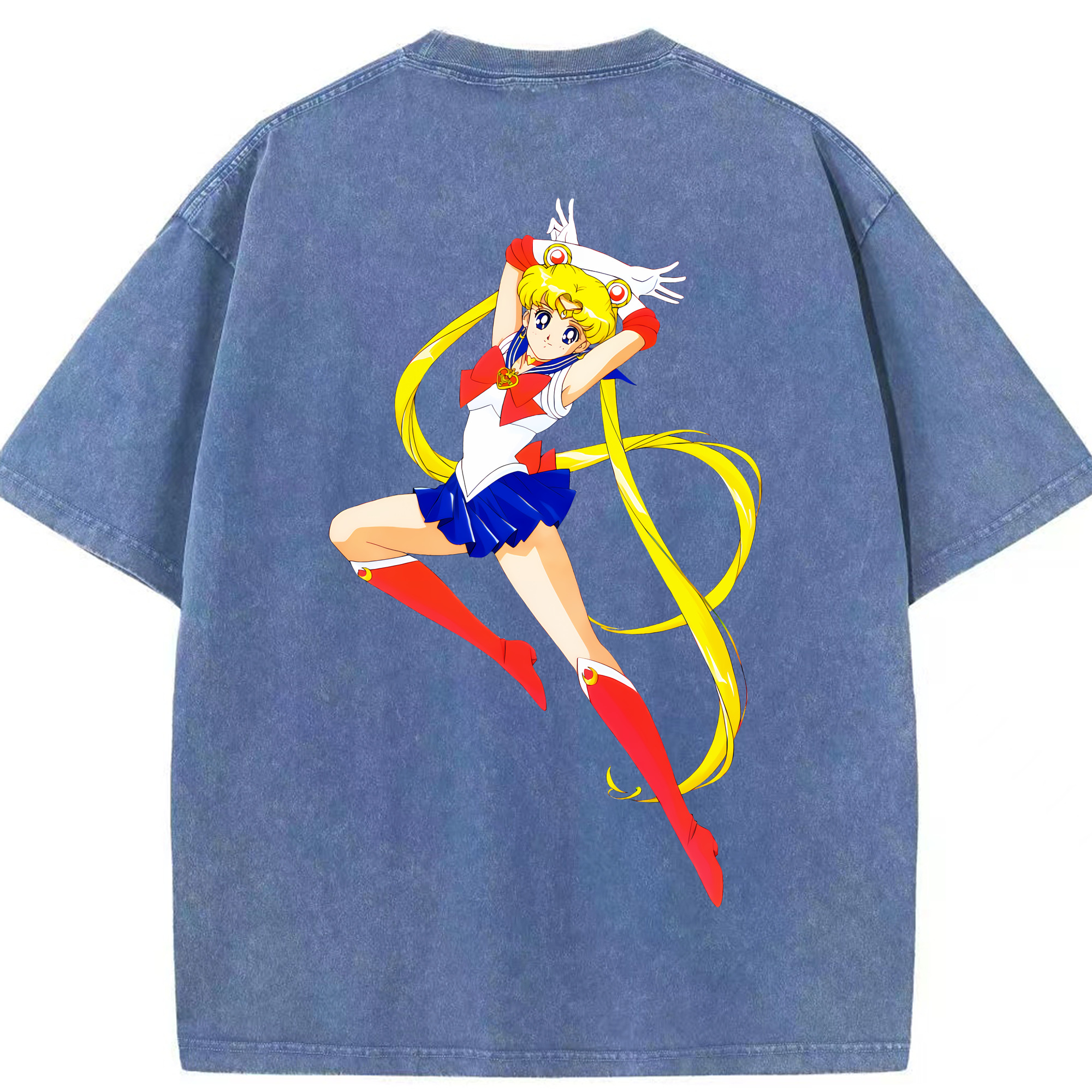 （画像用） 美少女戦士セーラームーン 月野 うさぎ つきの うさぎ Sailor Moon Tsukino Usagi 綿100% ヴィンテージ風 半袖Tシャツ（背面プリント）