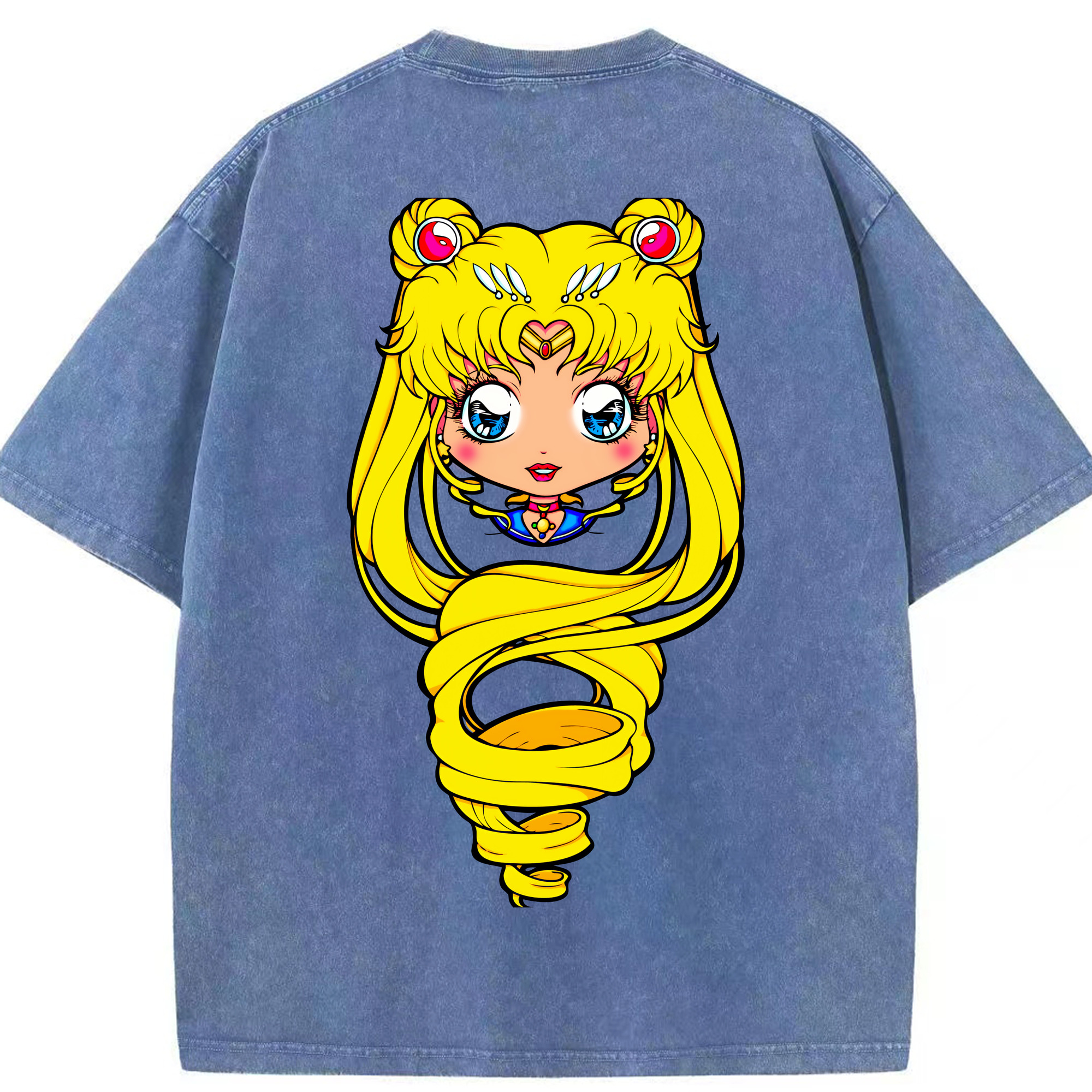 （画像用） 美少女戦士セーラームーン 月野 うさぎ つきの うさぎ Sailor Moon Tsukino Usagi 綿100% ヴィンテージ風 半袖Tシャツ（背面プリント）