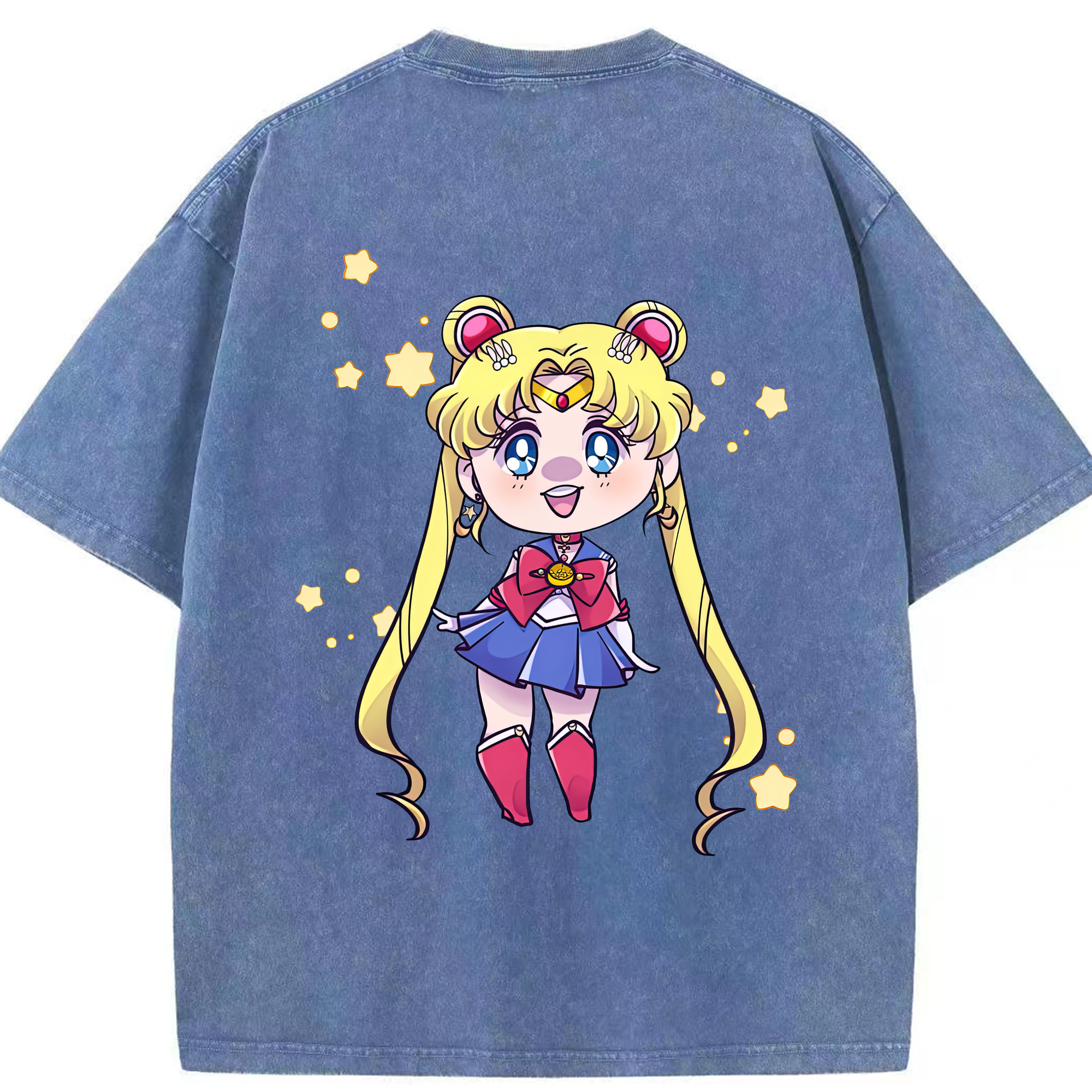 （画像用） 美少女戦士セーラームーン 月野 うさぎ つきの うさぎ Sailor Moon Tsukino Usagi 綿100% ヴィンテージ風 半袖Tシャツ（背面プリント）