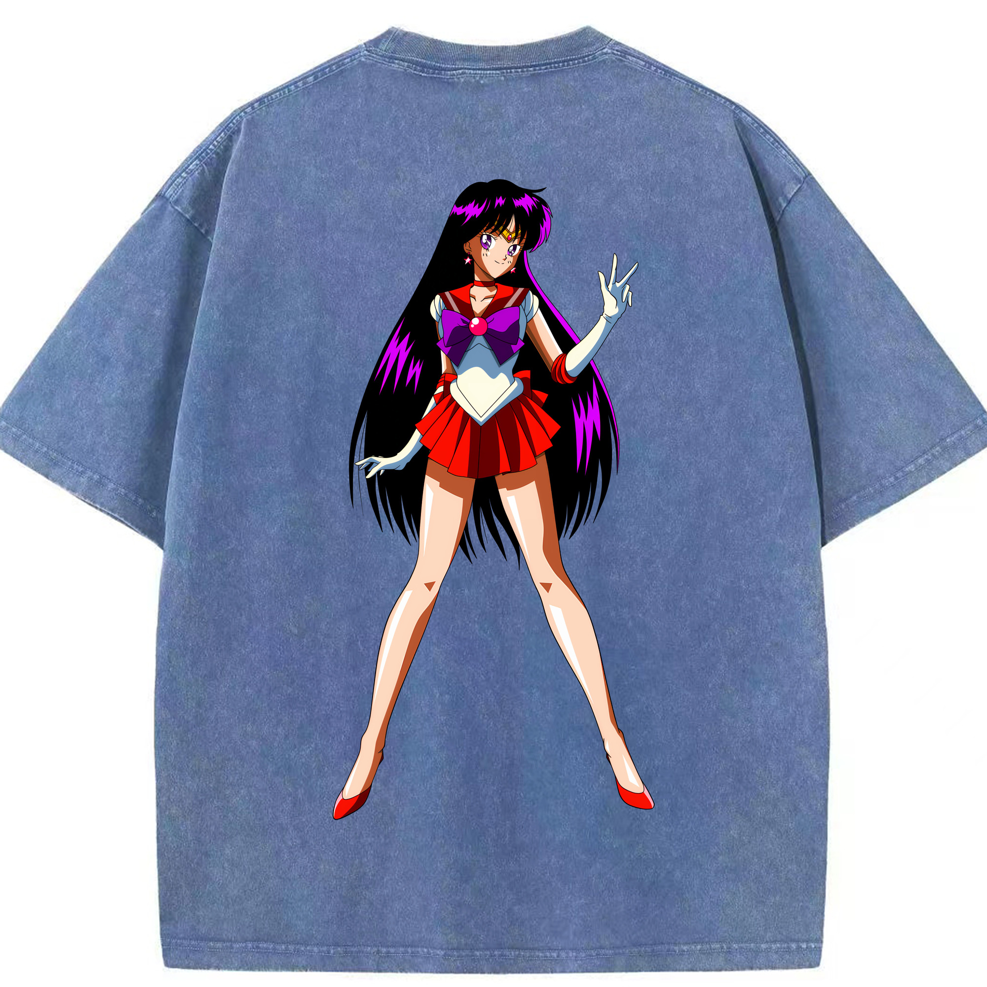 （画像用） 美少女戦士セーラームーン 火野レイ ひの レイ Sailor Moon Hino Rei （セーラーマーズ,Sailor Mars） 綿100% ヴィンテージ風 半袖Tシャツ（背面プリント）
