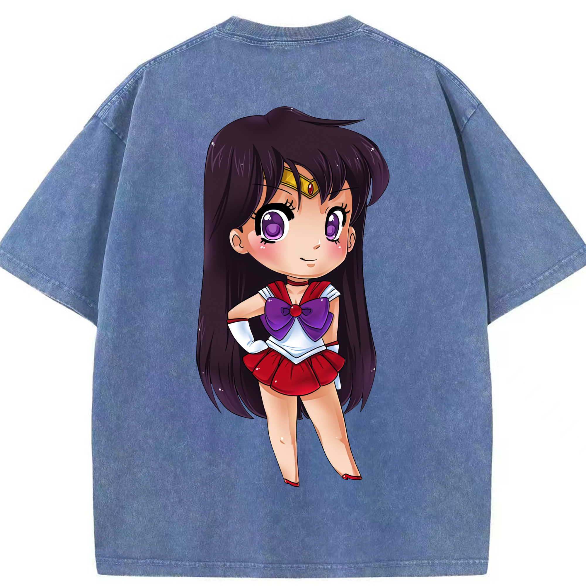 （画像用） 美少女戦士セーラームーン 火野レイ ひの レイ Sailor Moon Hino Rei （セーラーマーズ,Sailor Mars） 綿100% ヴィンテージ風 半袖Tシャツ（背面プリント）